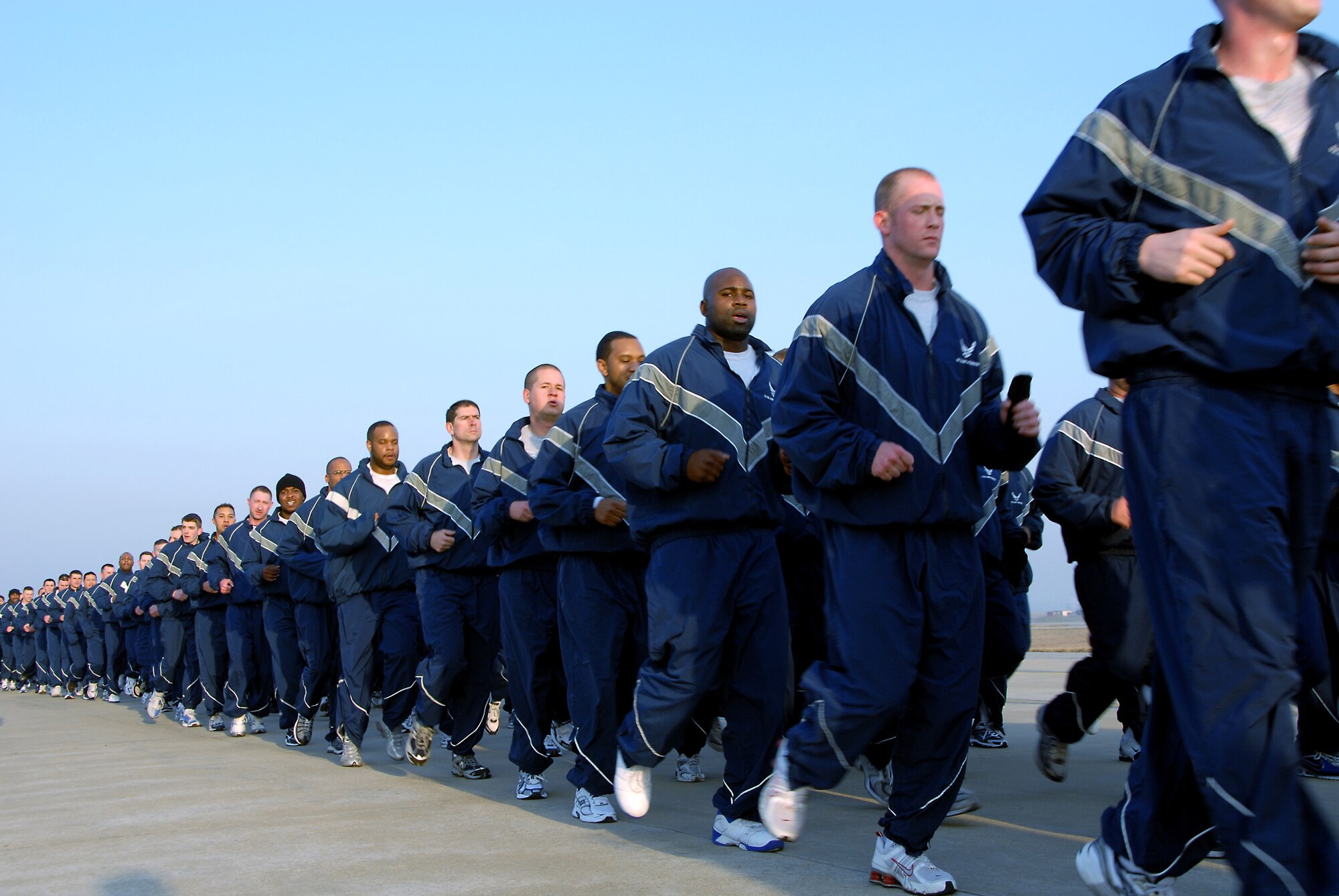 OSAN AIR BASE, Republic of Korea--Members of Team Osan enjoy an early morning jog around the flightline during the Air Power run April 4. (U.S. Air Force photo/Staff Sgt. Lakisha Croley)
