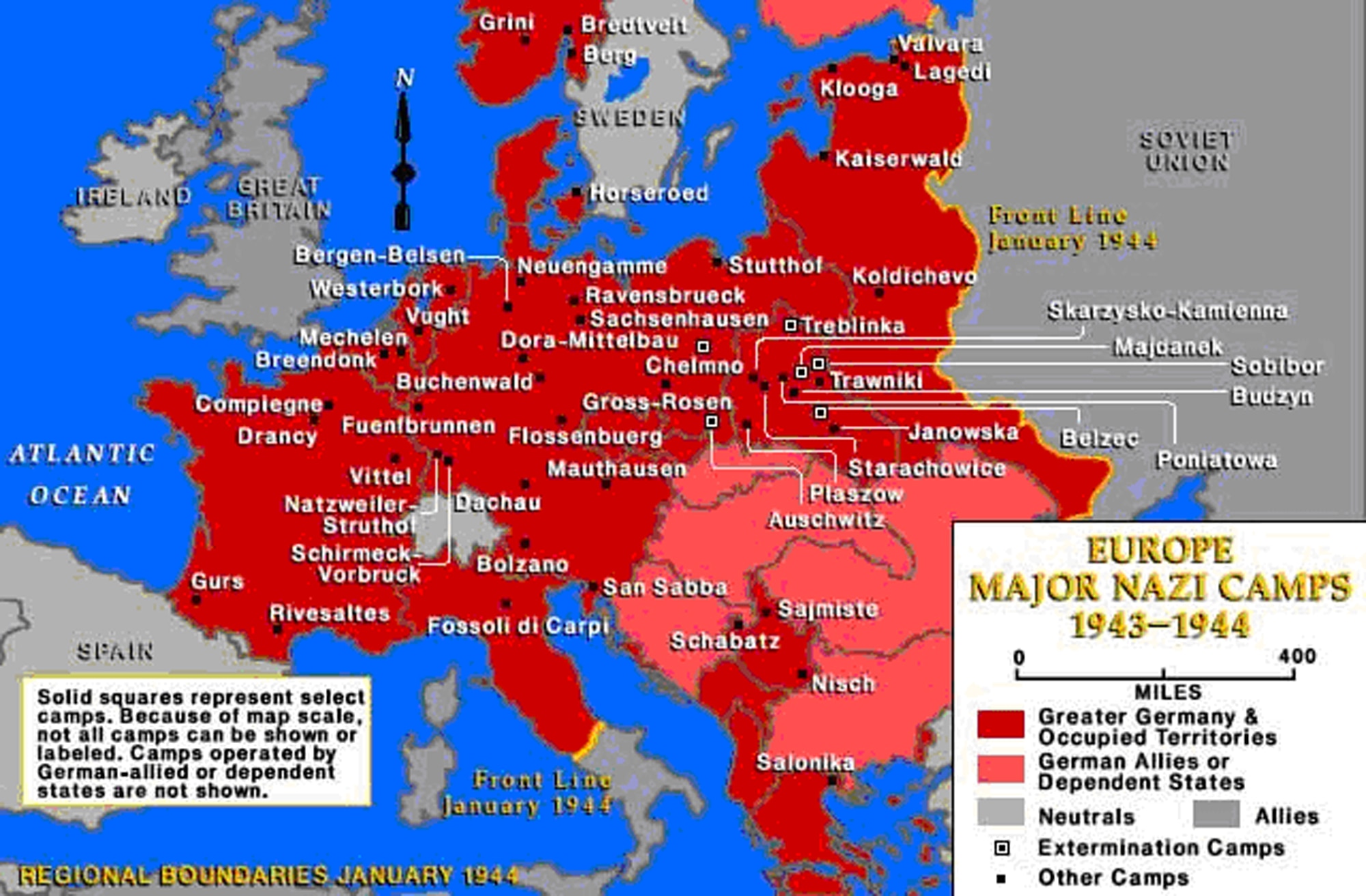 This shows the location of the major Nazi camps established between 1941 and 1943 .