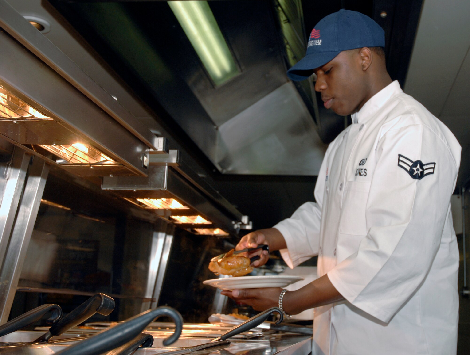 Airman 1st Class Courteney Jones, 48th Services Squadron food specialist, was nominated for the Liberty spotlight by his chain of command because he embodies the Air Force core value of “Excellence in all we do.” (U.S. Air Force photo by Airman Perry Aston)