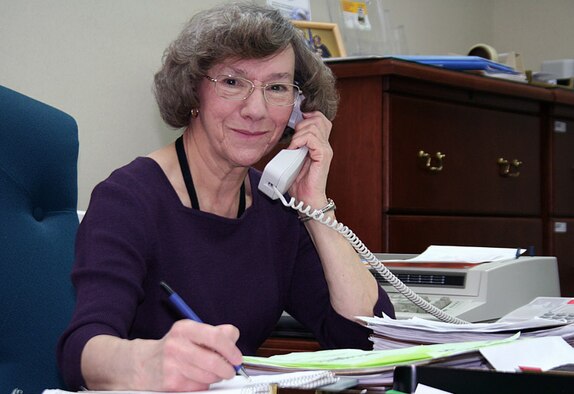 Germaine L. Karcz has served as a federal employee for more than 23 years, 17 of which spent working in the Casualty Assistance Office at the 911th Airlift Wing. Mrs. Karcz still plans on working on base, volunteering her time with the retired activities office. (US Air Force Reserve photo/Senior Airman Lou Burton)