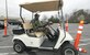 Senior Airman Michael Newford fails to hold a golf cart on course because his vision is impaired. He is wearing a pair of beer goggles, simulating how he  would drive after three to seven beers. The event was sponsored by the Alcohol and Drug Abuse Prevention and Treatment program office on April 4. The Beer Goggle Defensive driving  test was open to the public to educate them about the effects of drunk driving. Airman Newford is assigned to the 79th Medical Group as a histopathology technician. (US Air Force/Bobby Jones)