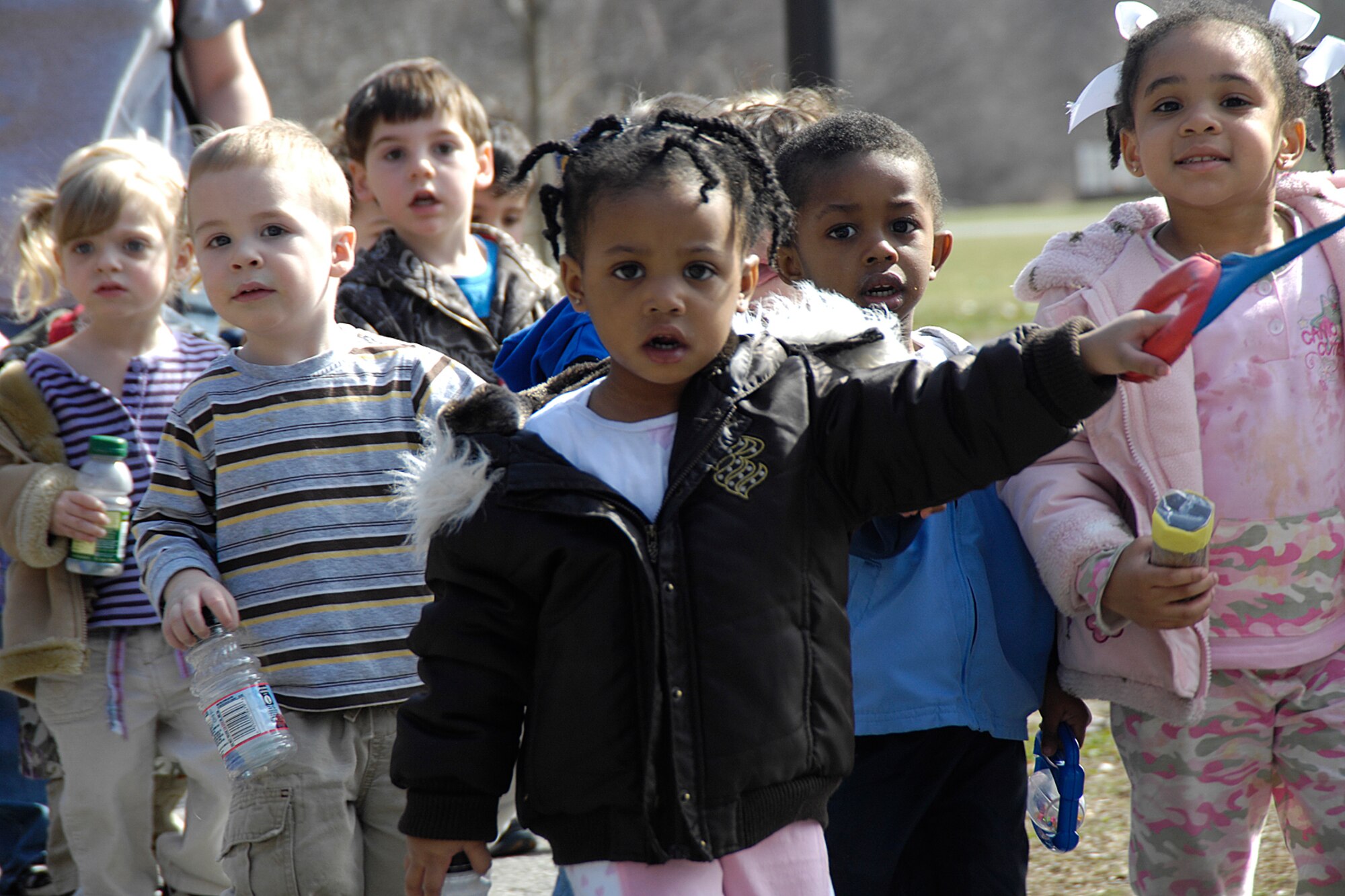 HANSCOM AFB, Mass. – Children from the Hanscom Child Development Center take part in a Musical Magic March in Castle Park on April 10 to celebrate Month of the Military Child. Activities are planned throughout the month of April to celebrate the sacrifices made by military children. Celebrations will wrap up with the Walk ‘N’ Talk event on April 26 at Castle Park from 11 a.m. to 2 p.m. (U.S. Air Force photo by Linda LaBonte Britt)