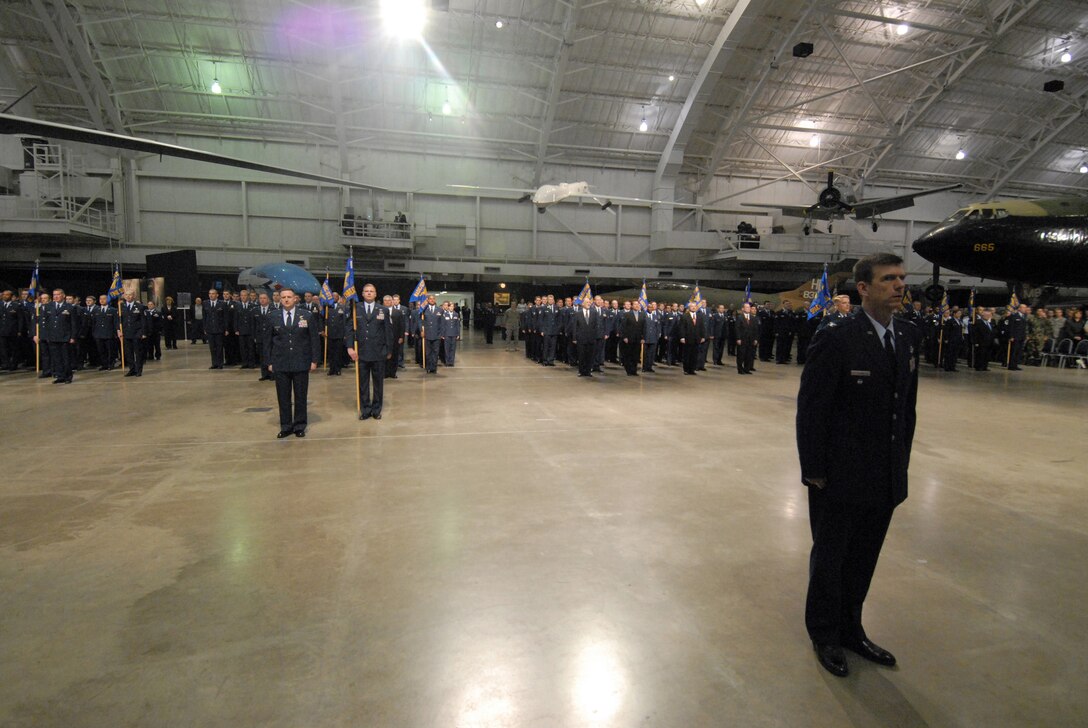DAYTON, Ohio -- Colonel Craig Harm (right), National Air and Space Intelligence Center Vice Commander, directs the Center during the NASIC Group and Squadron Activation Ceremony on 15 April at the National Museum of the U.S. Air Force. In one ceremony, NASIC stood up 4 Groups and 17 Squadrons. NASIC is located at Wright-Patterson AFB, Ohio and prides itself as being the source for air and space intelligence.
(U.S. Air Force Photo/Staff Sgt James Seymore)