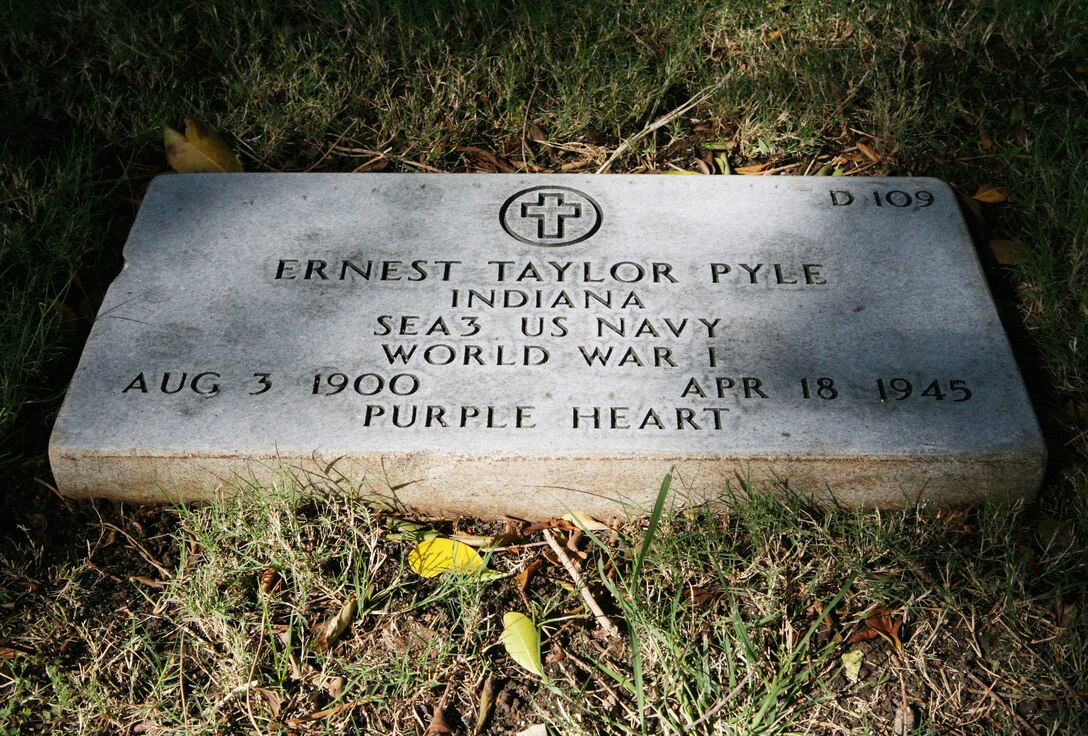 HONOLULU -- Ernie Pyle's grave rests in the National Memorial Cemetery of the Pacific (Punchbowl). Pyle was one of the first of five service members to be buried at the Punchbowl and his gravesite is one of the most visited there.