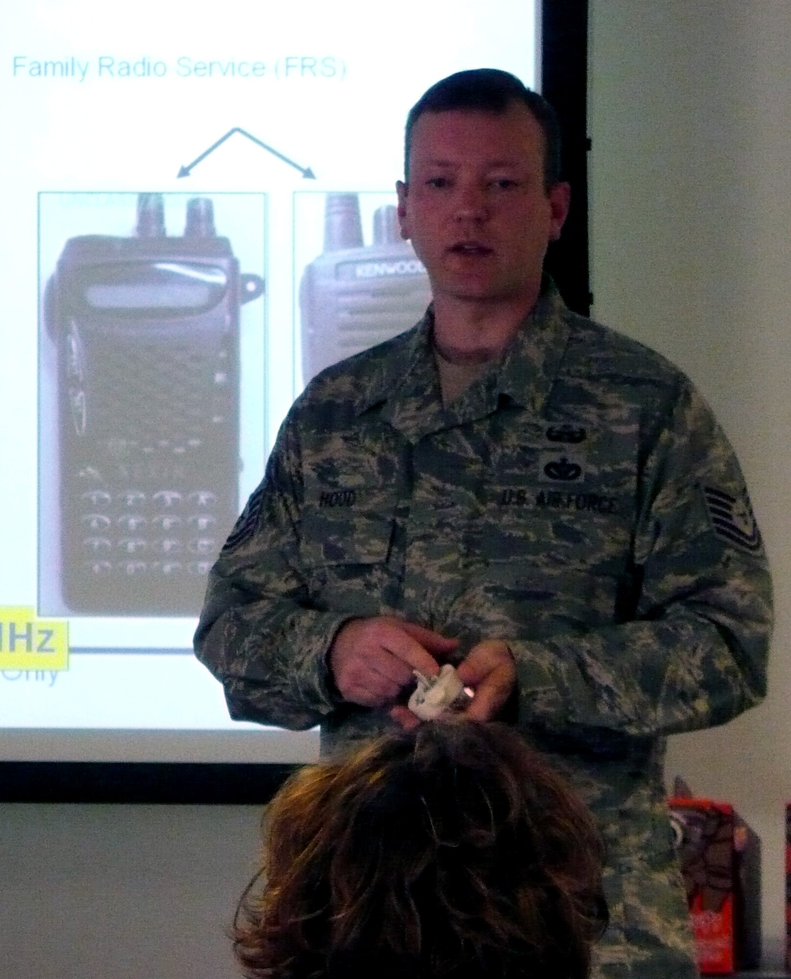 Air Force Tech. Sgt. Vandiver K. Hood teaches an IED recognition class to students in the U.S. Air Force Expeditionary Center's Advanced Contingency Skills Training Course.  Sergeant Hood, an explosive ordnance disposal craftsman, returned to the classroom just a couple of weeks after completing a deployment to Iraq.  Sergeant Hood is assigned to the Center's 421st Combat Training Squadron at Fort Dix, N.J.  (U.S. Air Force Photo/Tech. Sgt. Robert McWhorter)