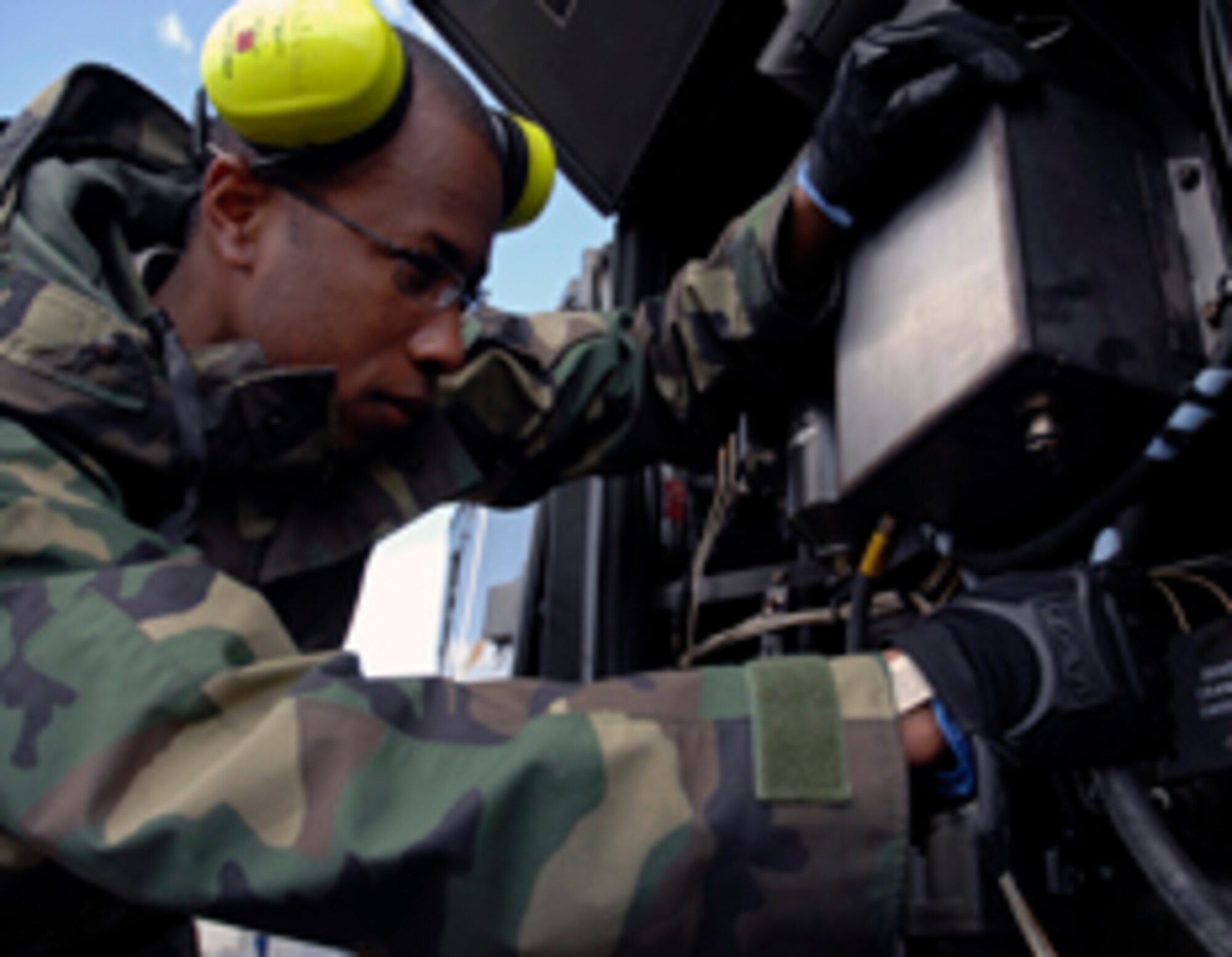 Airman 1st Class Alhaji Jalloh, 48th Equipment Maintenance Squadron aerospace ground equipment apprentice, was nominated for the Liberty spotlight by his chain of command because he practices the Air Force core value of “Service Before Self.” (U.S. Air Force photo by Airman Perry Aston) 