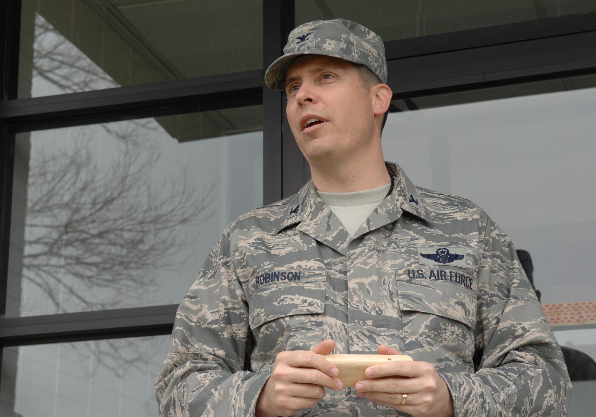 WHITEMAN AIR FORCE BASE, Mo. - Col. John Robinson, 509th Bomb Wing vice commander, speaks about Whiteman’s Demand Reduction Program’s new facility during a ribbon cutting ceremony April 9. The DRP’s purpose is to maintain the health and wellness of a fit and ready fighting force; this is accomplished through comprehensive programs of education, prevention, deterrence and community outreach, according to Air Force Instruction 44-159, DRP. (U.S. Air Force photo/Airman 1st Class Stephen Linch)