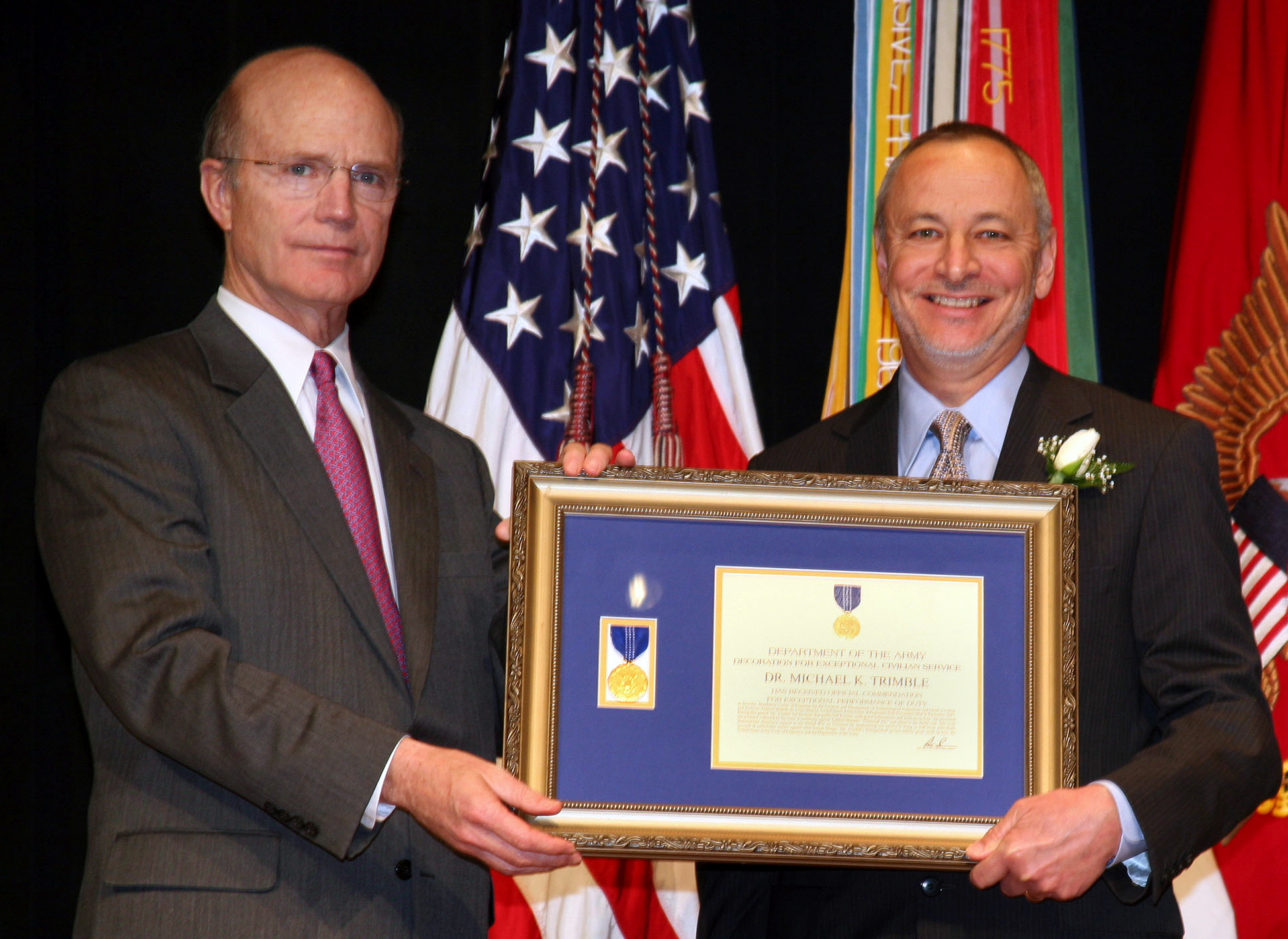 Dr Michael Sonny Trimble Right Receives The Army S Decoration