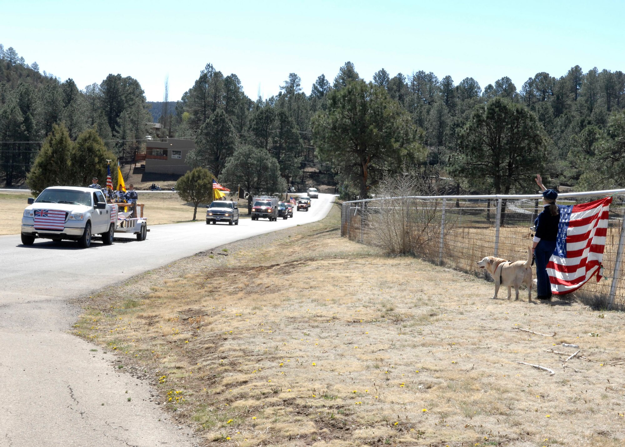 RUIDOSO, N.M. -- A convoy of vehicles arrives at the site of the Military Appreciation Weekend here Apr. 11. (U.S. Air Force photo/Airman 1st Class Rachel A. Kocin)