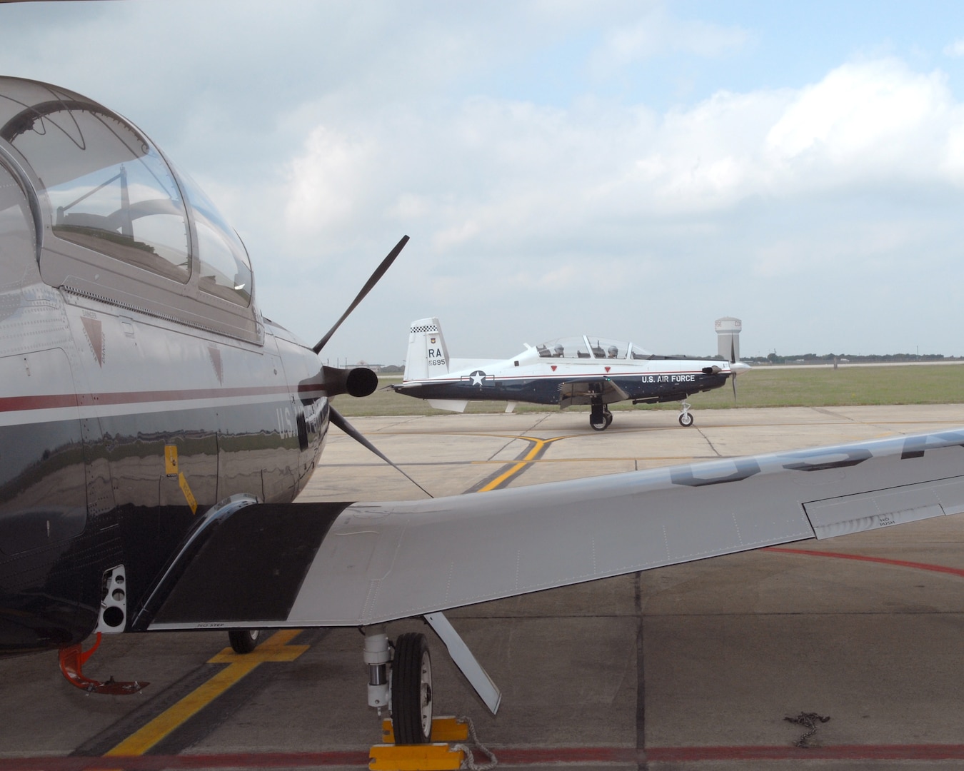 Randolph AFB, TX, 7 Apr 08:  A T-6 Texan II launches on a training mission from Randolph.  (U S Air Force photo by Rich McFadden) (Released)