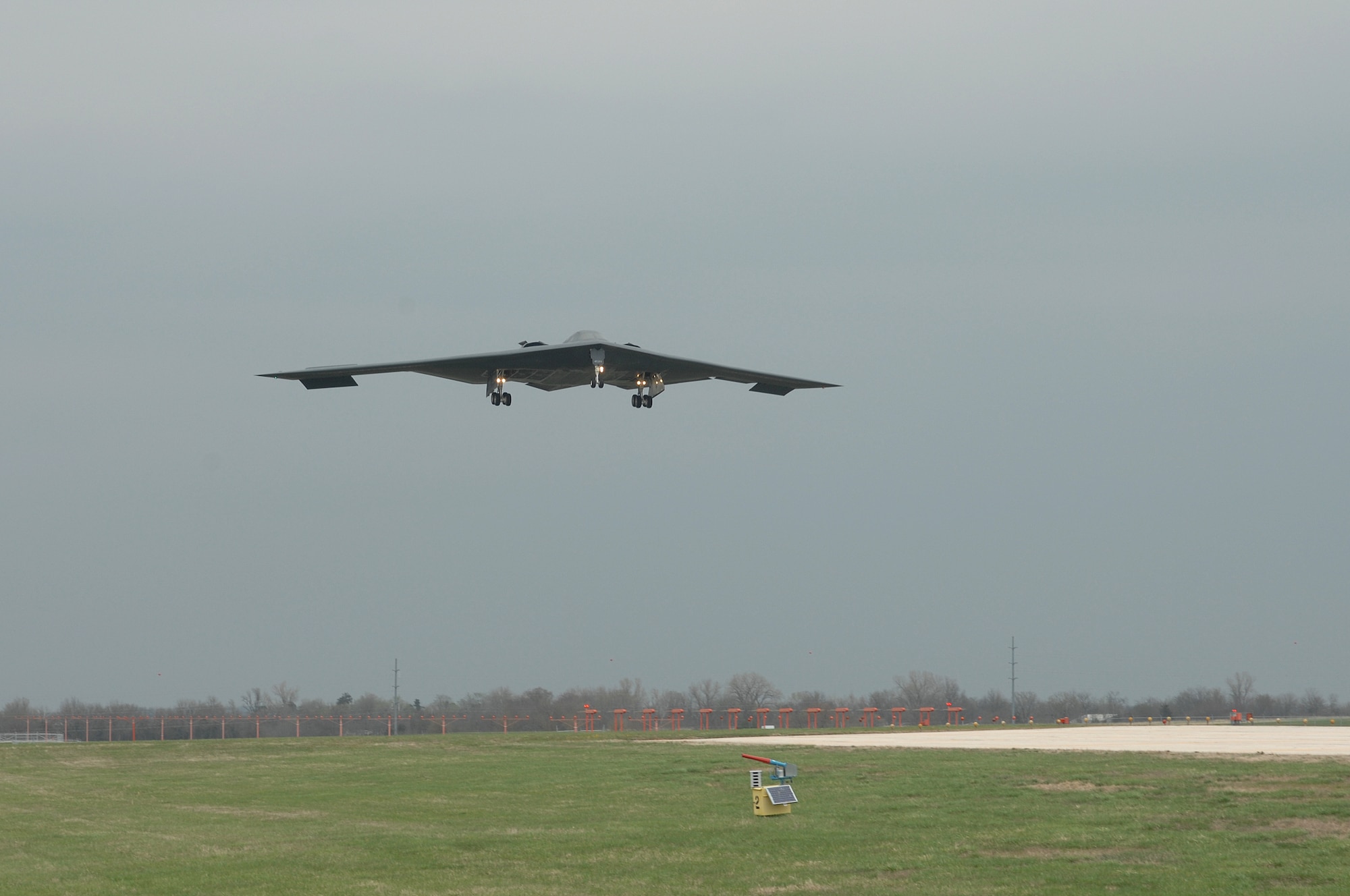 WHITEMAN AIR FORCE BASE, Mo., - The B-2 “Spirit of Missouri” flown by Maj. Matthew Calhoun, mission commander, and Capt. Jared Kennish, pilot, for a training mission Apr. 17. The B-2 returned to flying April 15 following a 53-day safety pause after the first crash Feb. 23 in Guam. (U.S. Air Force photo/Tech. Sgt. Samuel A. Park)