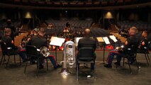 Members of the brass quintet from the Marine Corps Air Ground Combat Center Twentynine Palms, Calif., perform at Thornapple-Kellogg High School, Kalamazoo, Mich. April 22. The quintet went on a five-day tour of Recruiting Station Lansing April 21-25, performing for the public and offering clinics for students.