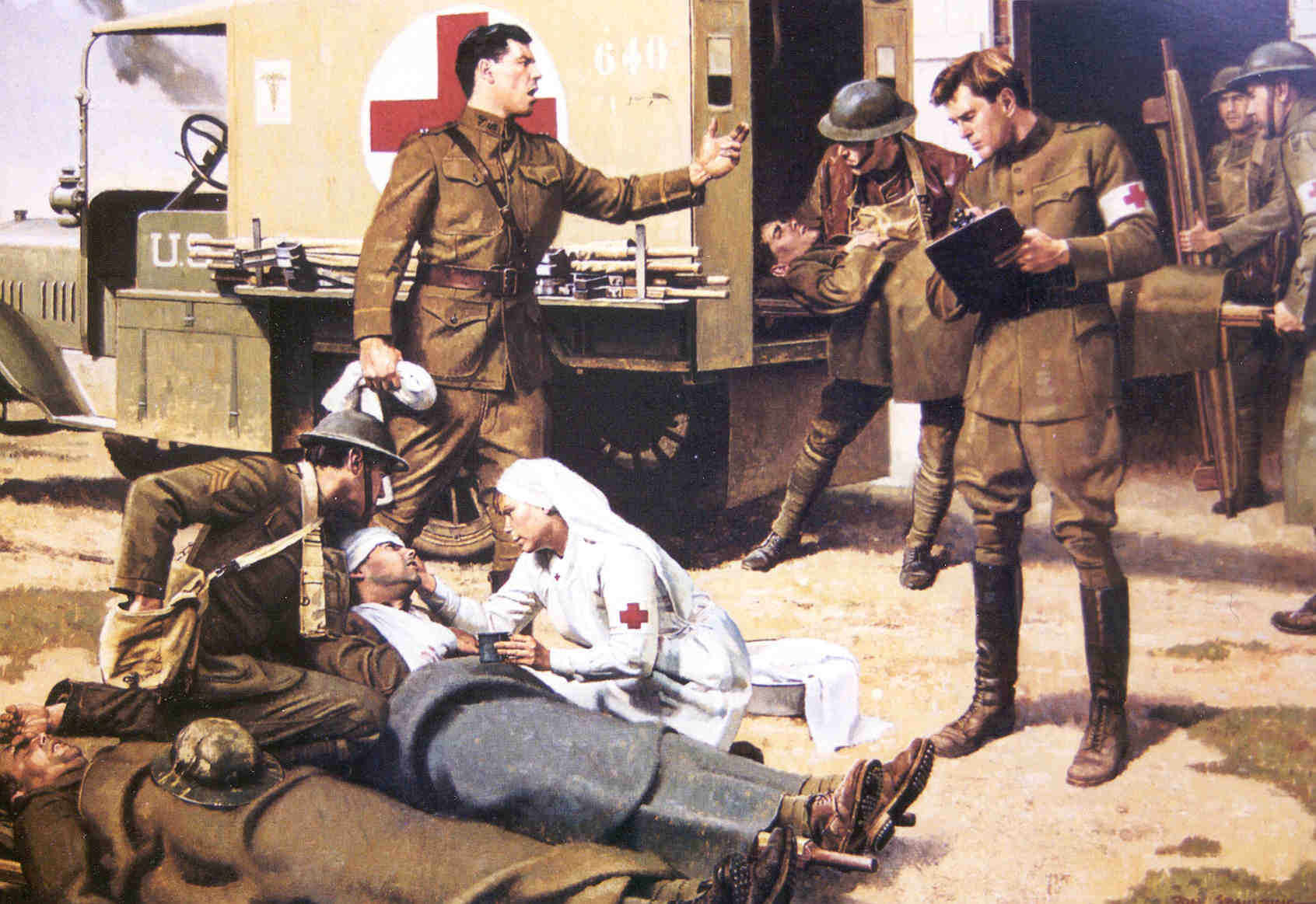 U.S. Army doctors, medics and nurses in action in France during World