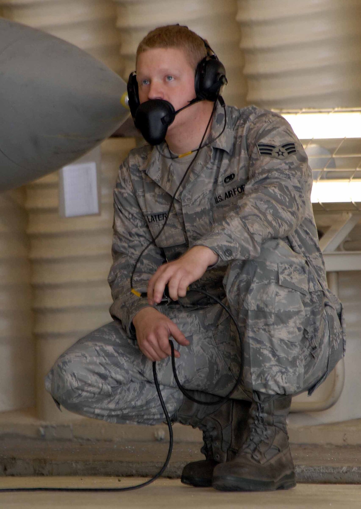 OSAN AIR BASE, Republic of Korea – Senior Airman Seth Later, 51st Aircraft Maintenance Squadron crew chief, performs pre-flight inspections with the pilot of an F-16 during the 51st Fighter Wing’s Unit Compliance Inspection April 21. A UCI is conducted to ensure all base personnel are compliant with Air Force standards. (U.S. Air Force photo/ Staff Sgt. Lakisha Croley)