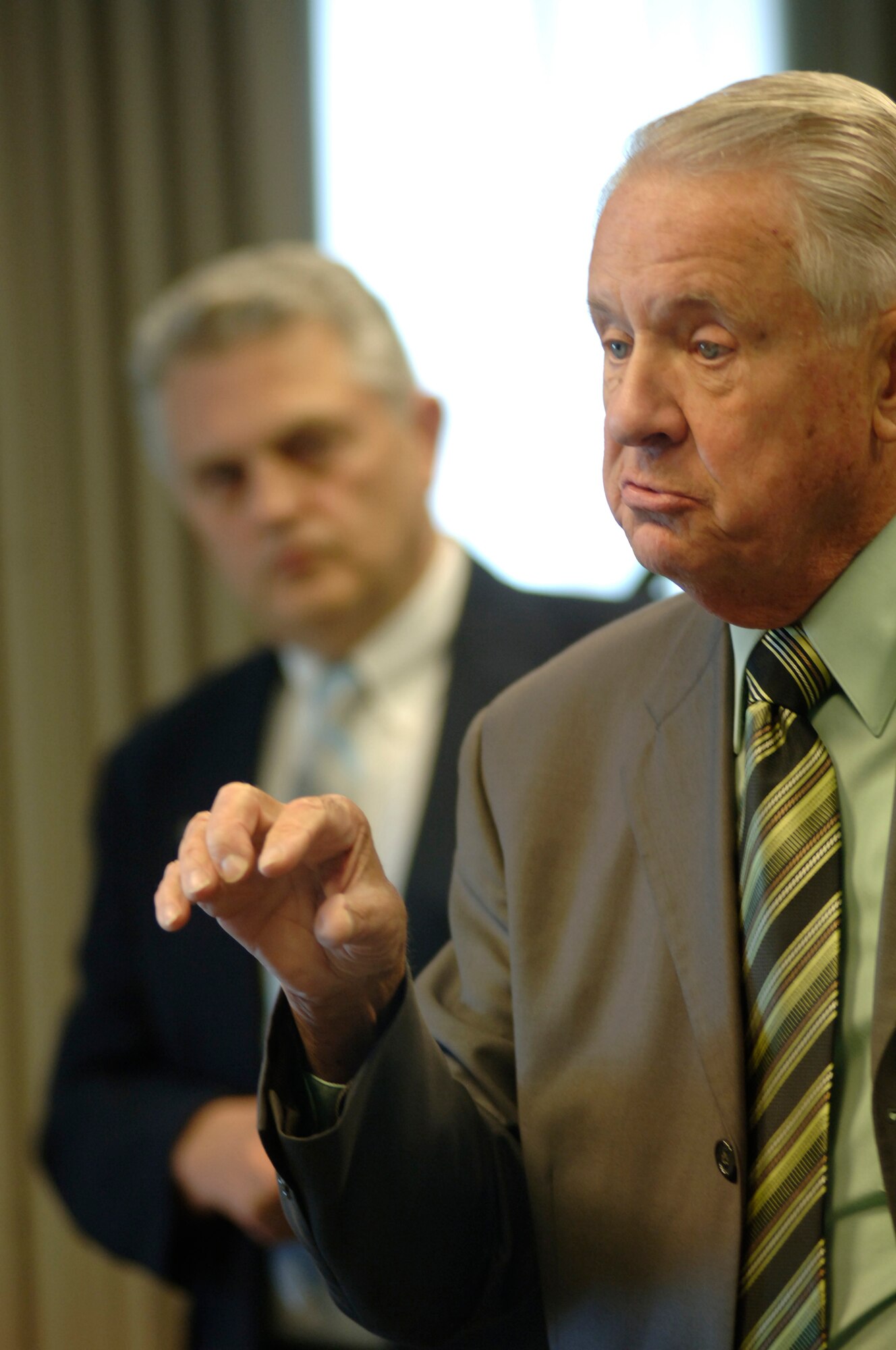 FAIRCHILD AIR FORCE BASE, Wash. – Retired Chief Master Sgt. John “Doc” McCauslin speaks to the attendees of the Air Force Sergeants Association regional convention at the Hilton Gardens on April 18. (U.S. Air Force photo / Senior Airman Chad Watkins)