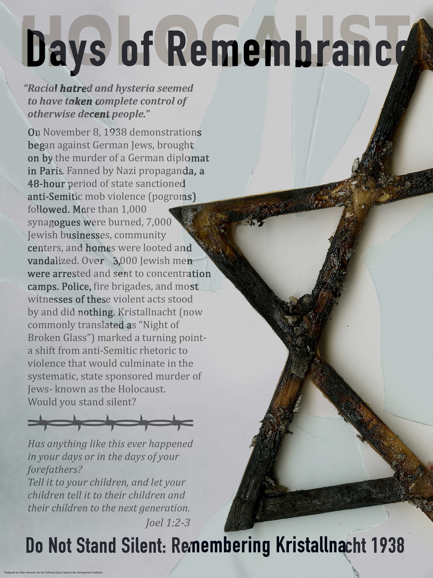 MINOT AIR FORCE BASE, N.D. -- Minot AFB will honor "Holocaust Rememberence Day" April 29 at the Jimmy Doolittle Center with a ceremonial luncheon.  The event will begin at 11:30 a.m. (courtesy graphic)
