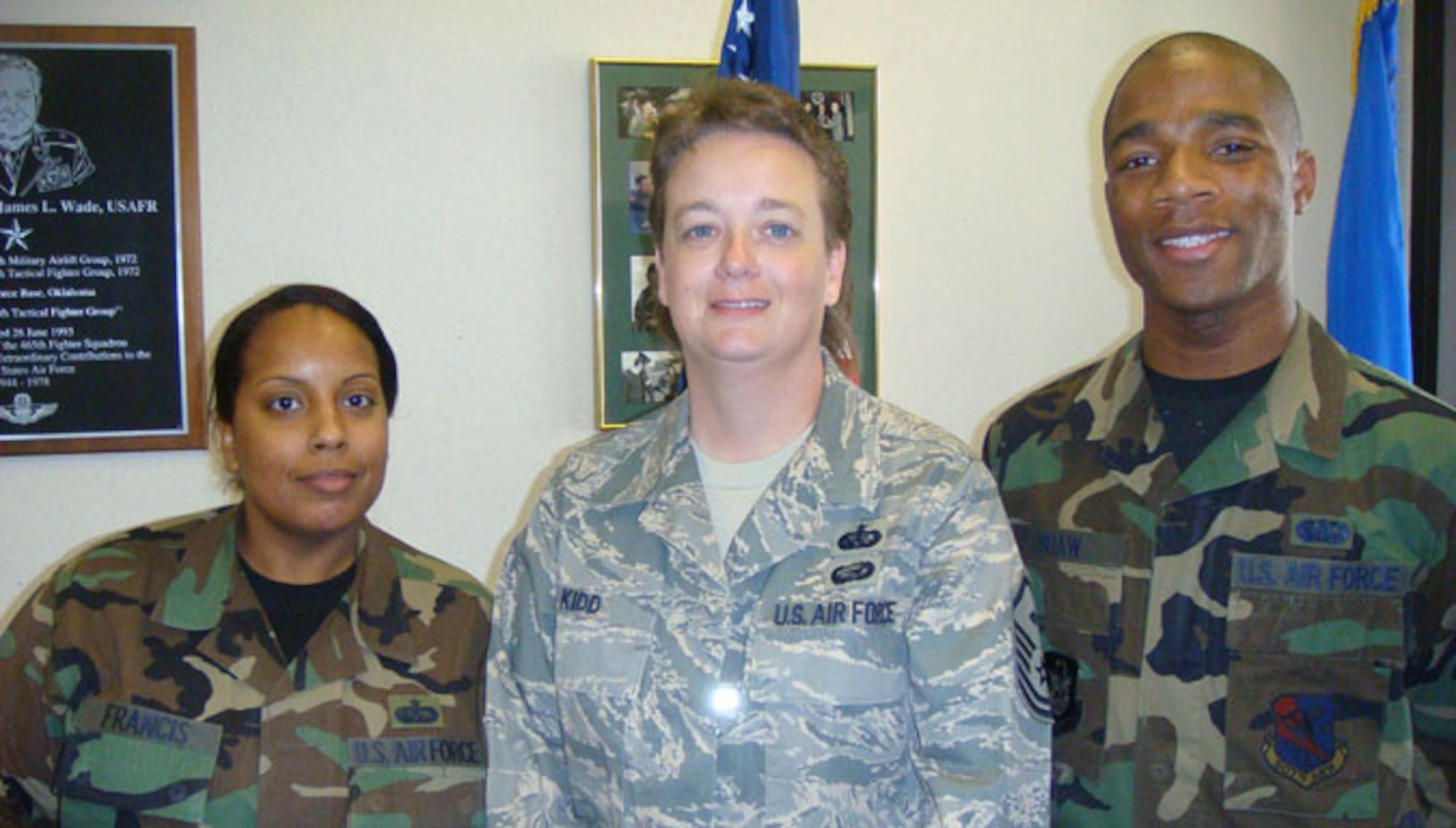 507th Air Refueling Wing reservists Tech. Sgt Tyesha Francis, Master Sgt. Deborah Kidd and Airman Richard Shaw were selected winners of Air Force Material Command's Services Awards for 2007.