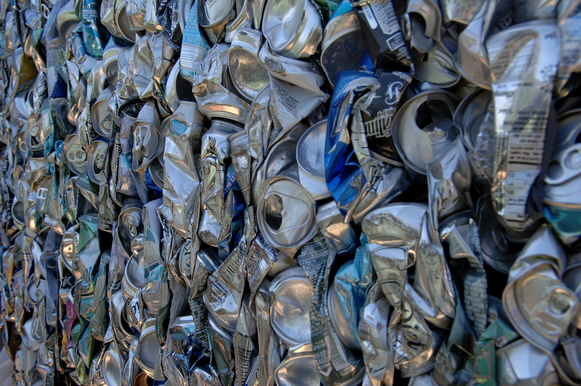 MOODY AIR FORCE BASE, Ga. -- Compressed aluminum cans at the recycling center wait to be shipped to a recycling plant in Northern Ga. here April 17. Moody's efforts in recycling materials allows for natural resources to be saved. (U.S. Air Force photo by Airman 1st Class Brittany Barker)  