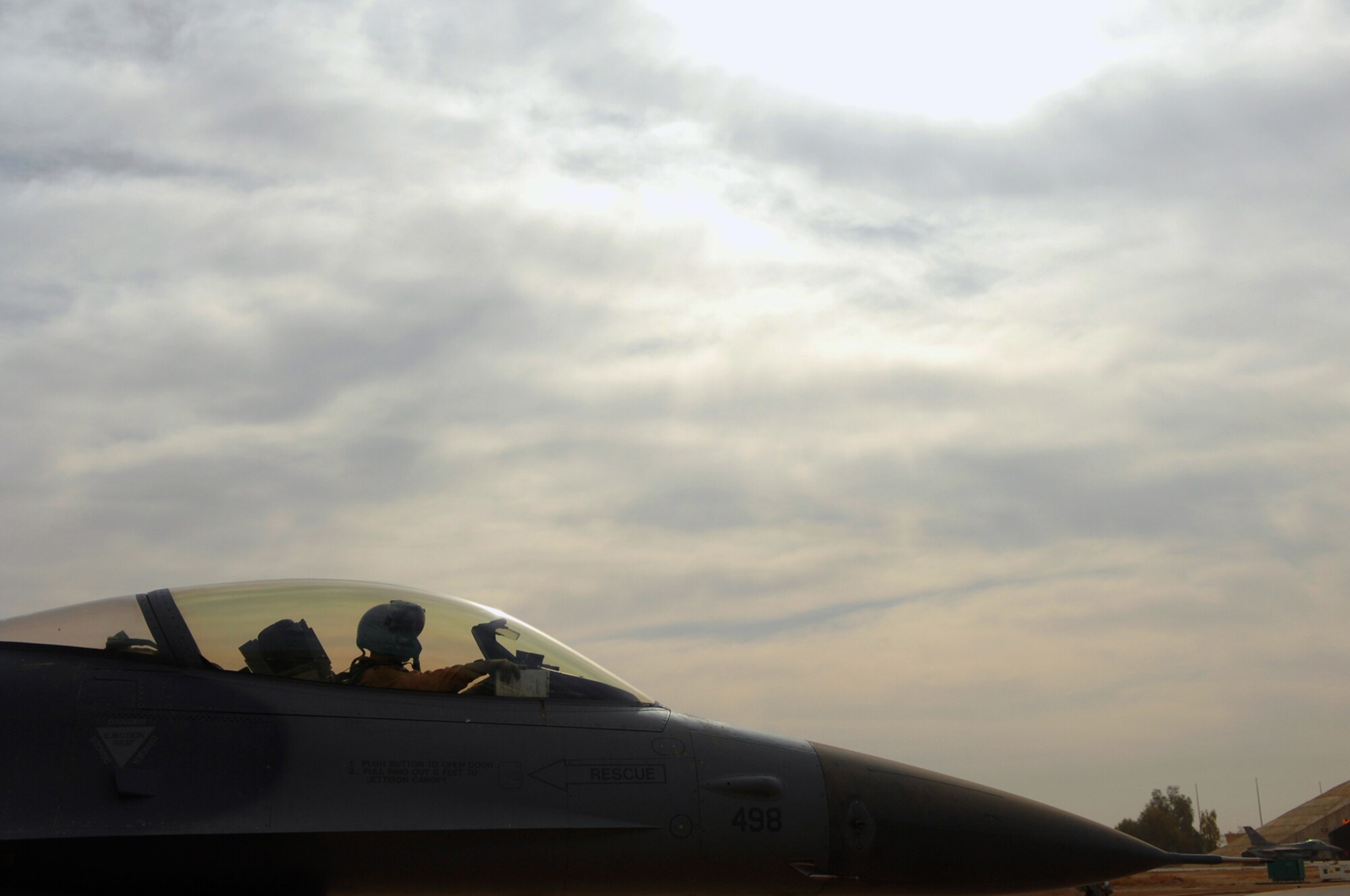 BALAD AIR BASE, Iraq -- Capt. D., 421st Expeditionary Fighter Squadron pilot, prepares for takeoff here, April 18. His mission contributed to an important milestone for the U.S. Air Force -- 1 million sorties flown in support of the Global War on Terrorism, which occurred April 20. Captain D. is deployed from Hill Air Force Base, Utah. (U.S. Air Force photo/ Senior Airman Julianne Showalter) 