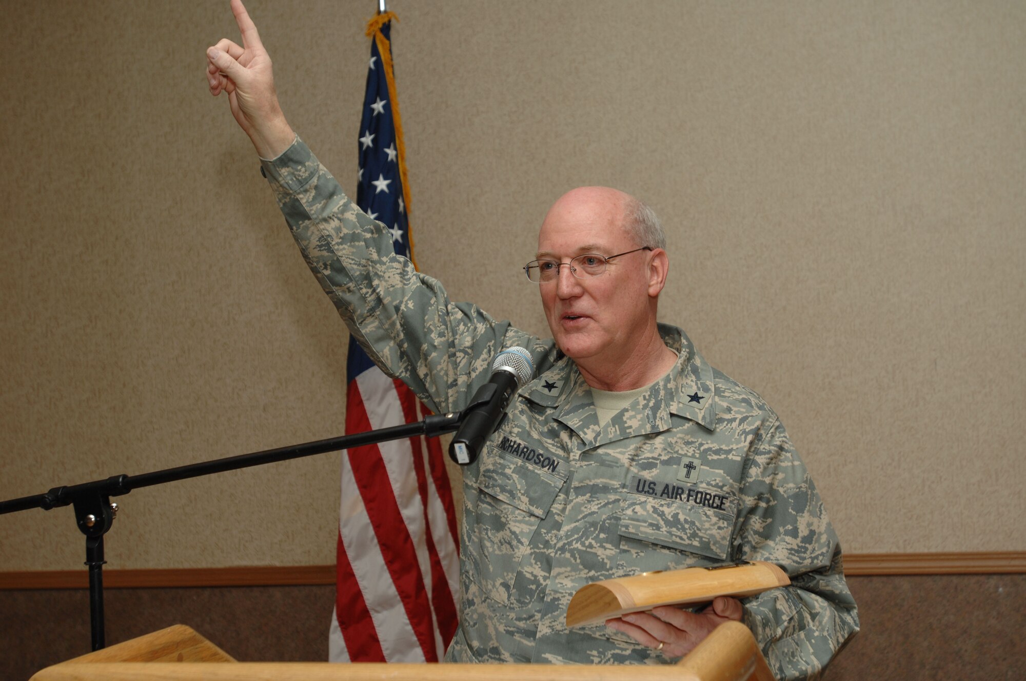 Air Force deputy chief of chaplains, Brig. Gen. Cecil R. Richardson speaks during the National Prayer Breakfast, Eielson Air Force Base, Alaska, April 16, 2008.  (U.S. Air Force photo/Staff Sgt. Tia Schroeder)