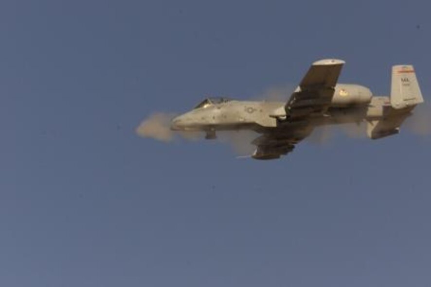 A-10 firing 30 mm gun