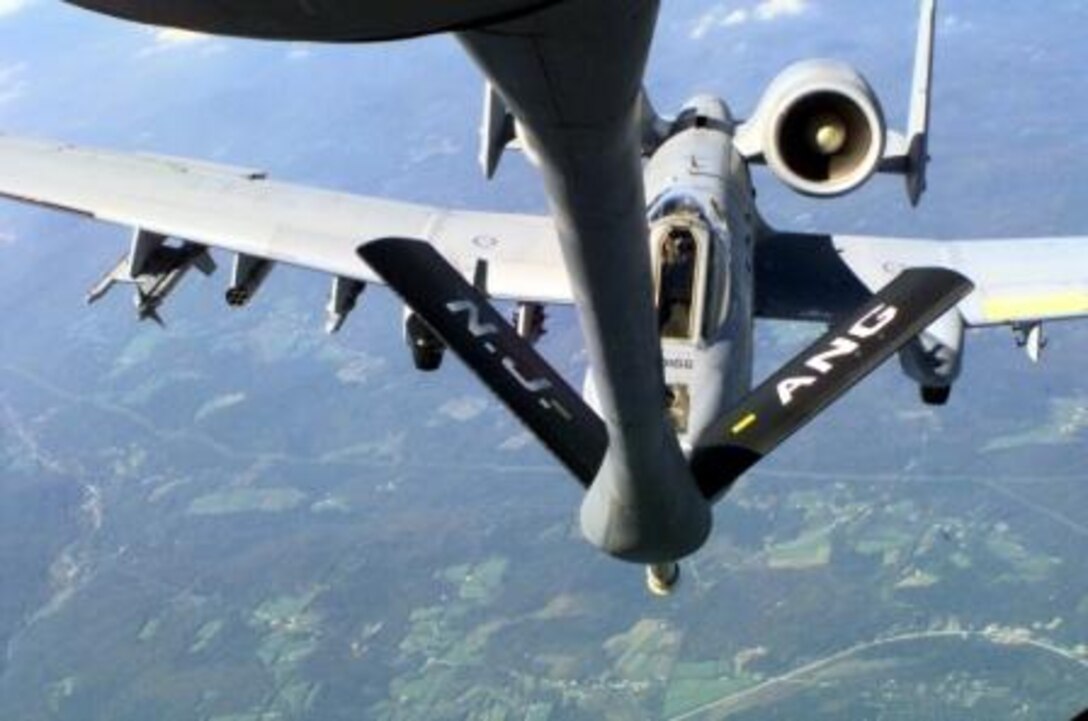 A-10 being refueled