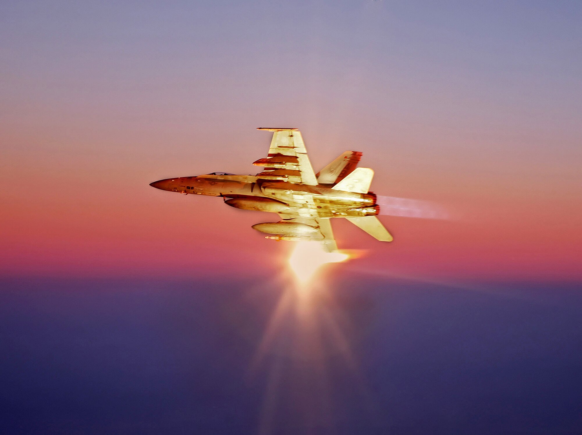 An F/A-18C Hornet flies a close air support mission over Afghanistan to support ground forces in the area Nov. 7, 2007. An F/A-18C Hornet is a single and two-seat, twin engine, multi-mission fighter and attack aircraft. (U.S. Navy photo/Lt. Peter Scheu)