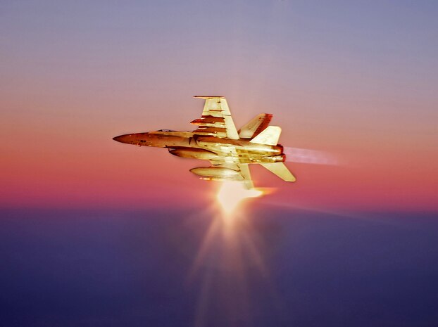 An F/A-18C Hornet flies a close air support mission over Afghanistan to support ground forces in the area Nov. 7, 2007. An F/A-18C Hornet is a single and two-seat, twin engine, multi-mission fighter and attack aircraft. (U.S. Navy photo/Lt. Peter Scheu)