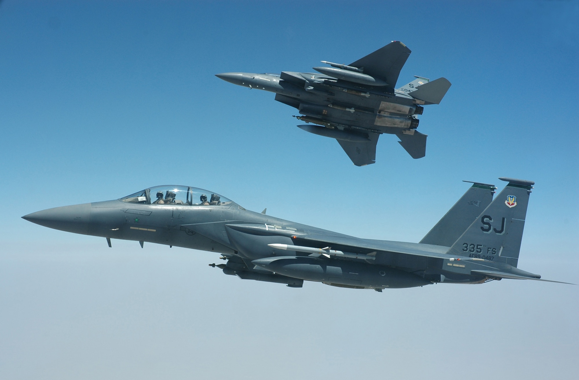 U.S. Air Force F-15E Strike Eagle aircraft fly over Southwest Asia June 13, 2007. (U.S. Air Force photo)