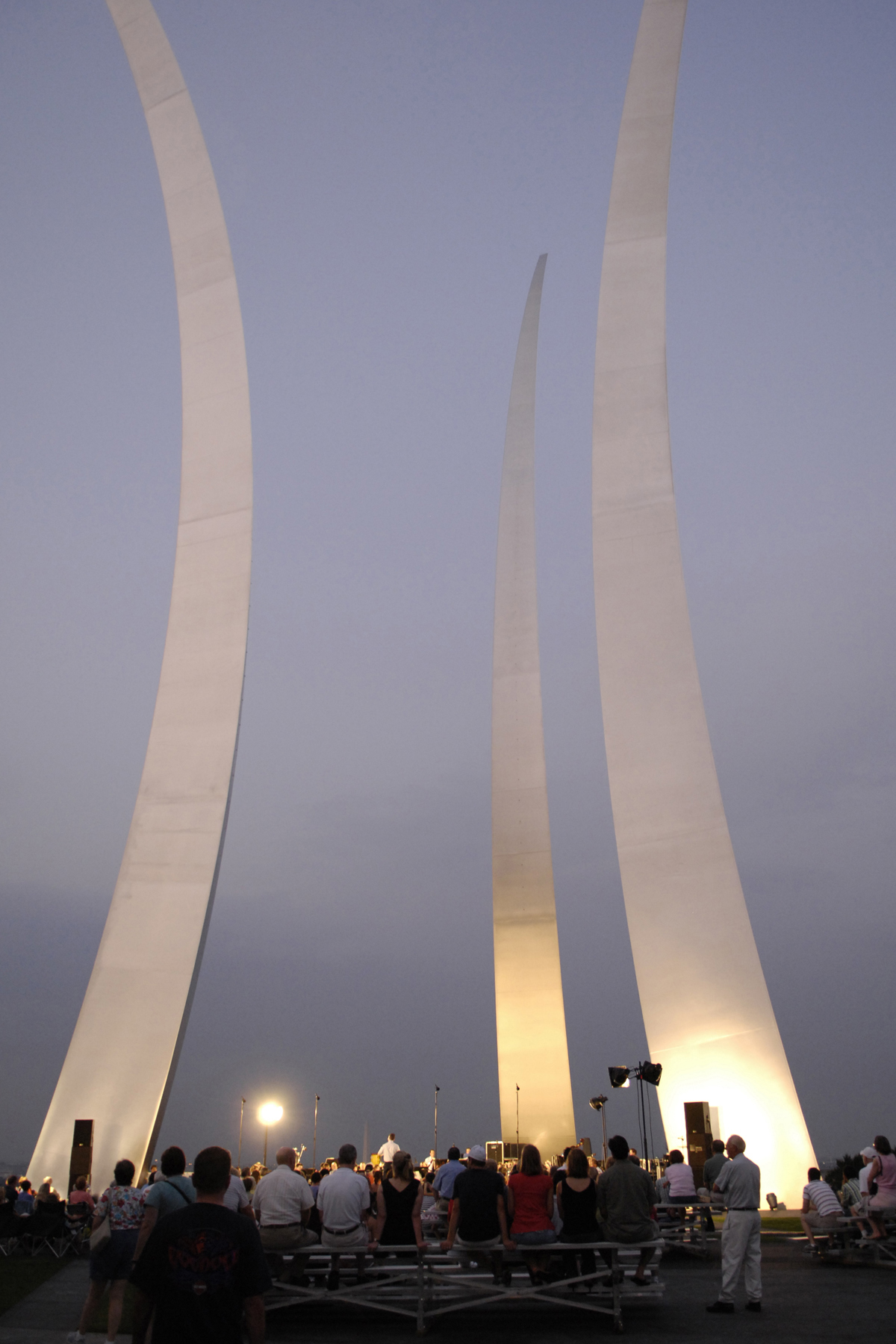 The U.S. Air Force Concert Band performs at the Air Force Memorial in August 2007. During the summer months, different components of the USAF Band provide free public concerts at the base of the Air Force Memorial in Arlington, Va. (Official Air Force photo by Airman 1st Class Sean Adams)
