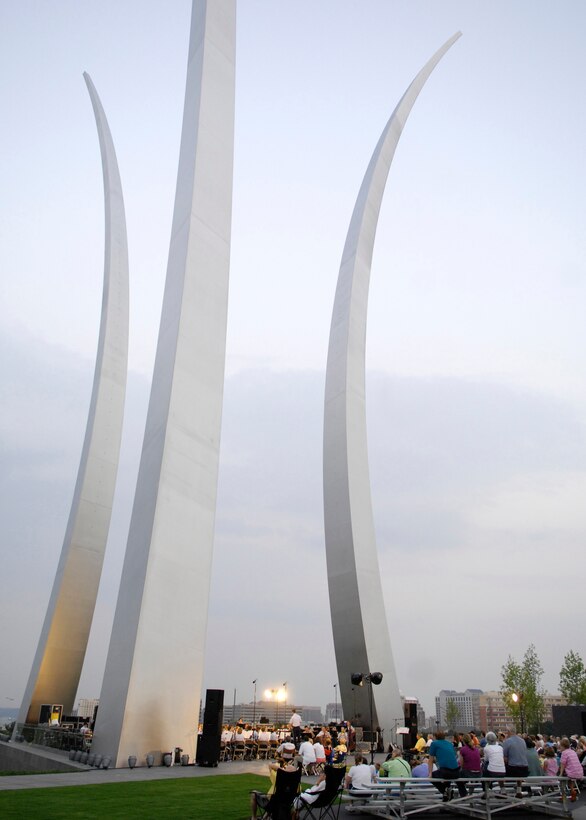 The U.S. Air Force Concert Band performs at the Air Force Memorial in August 2007. During the summer months, different components of the USAF Band provide free public concerts at the base of the Air Force Memorial in Arlington, Va. (Official Air Force photo by Airman 1st Class Sean Adams)