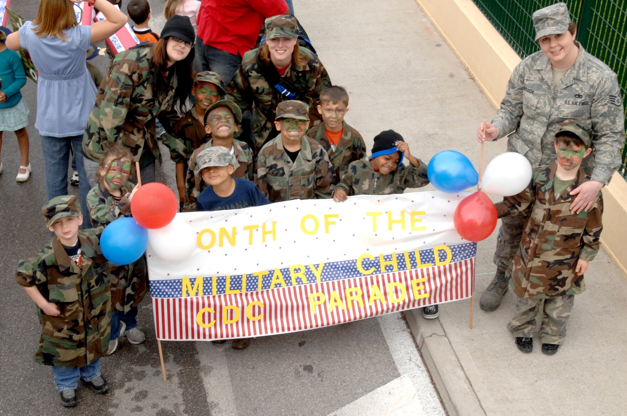 AVIANO AIR BASE, Italy--The Kinder Care class leads the front of the month of the military child CDC parade April 25 at Area 1.  (U.S. Air Force photo/Airman 1st Class Tabitha Mans).