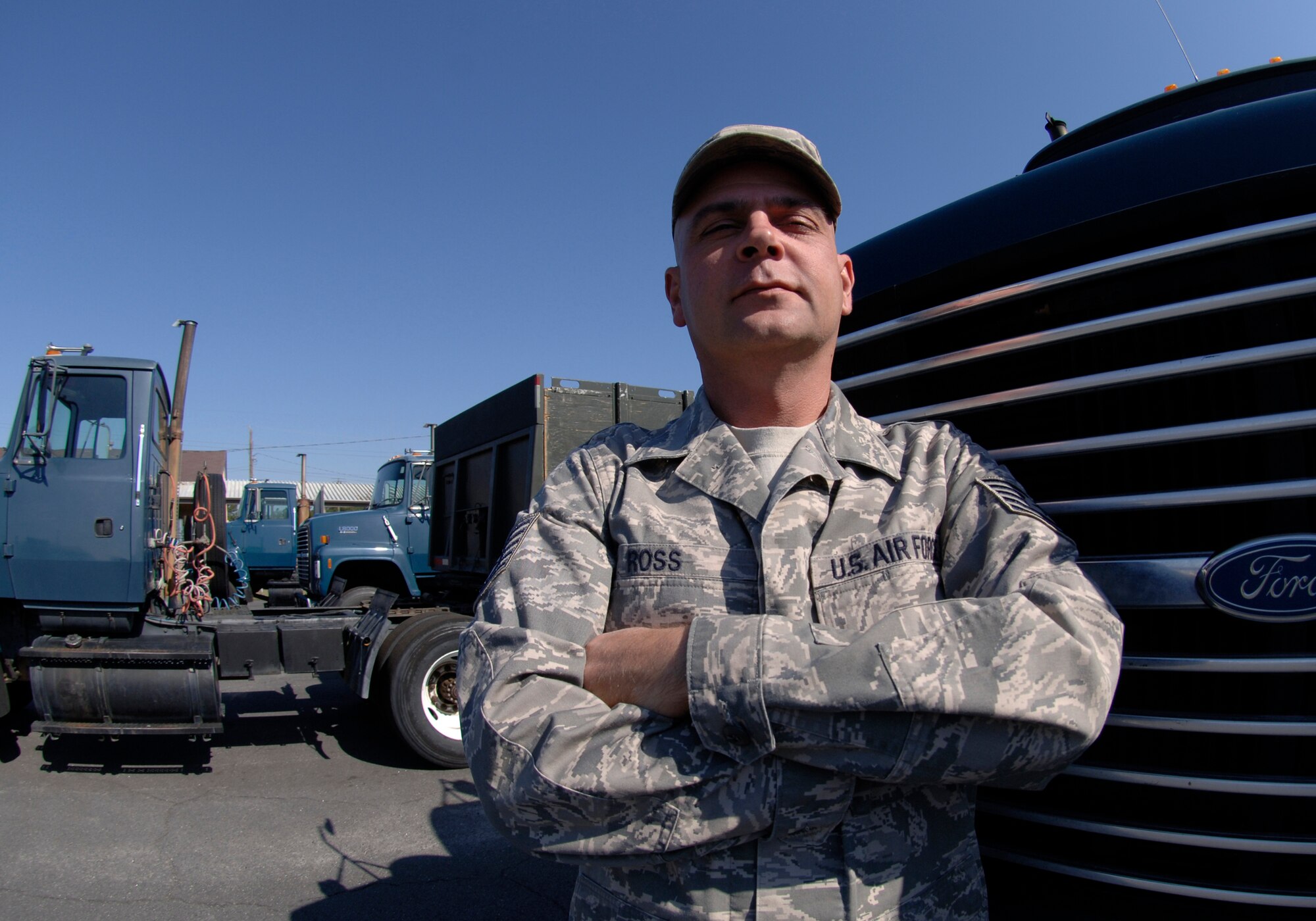 MOODY AIR FORCE BASE, Ga. -- Tech. Sgt. Reagan Ross, 23rd Logistics Readiness Squadron vehicle operations supervisor, recently won the Air Force Vehicle Operations Non-Commissioned Officer of the Year award.  He will travel to Washington D.C. May 6-8 to be formally recognized during a ceremony. (U.S. Air Force photo by Staff Sgt. Joshua Jasper)