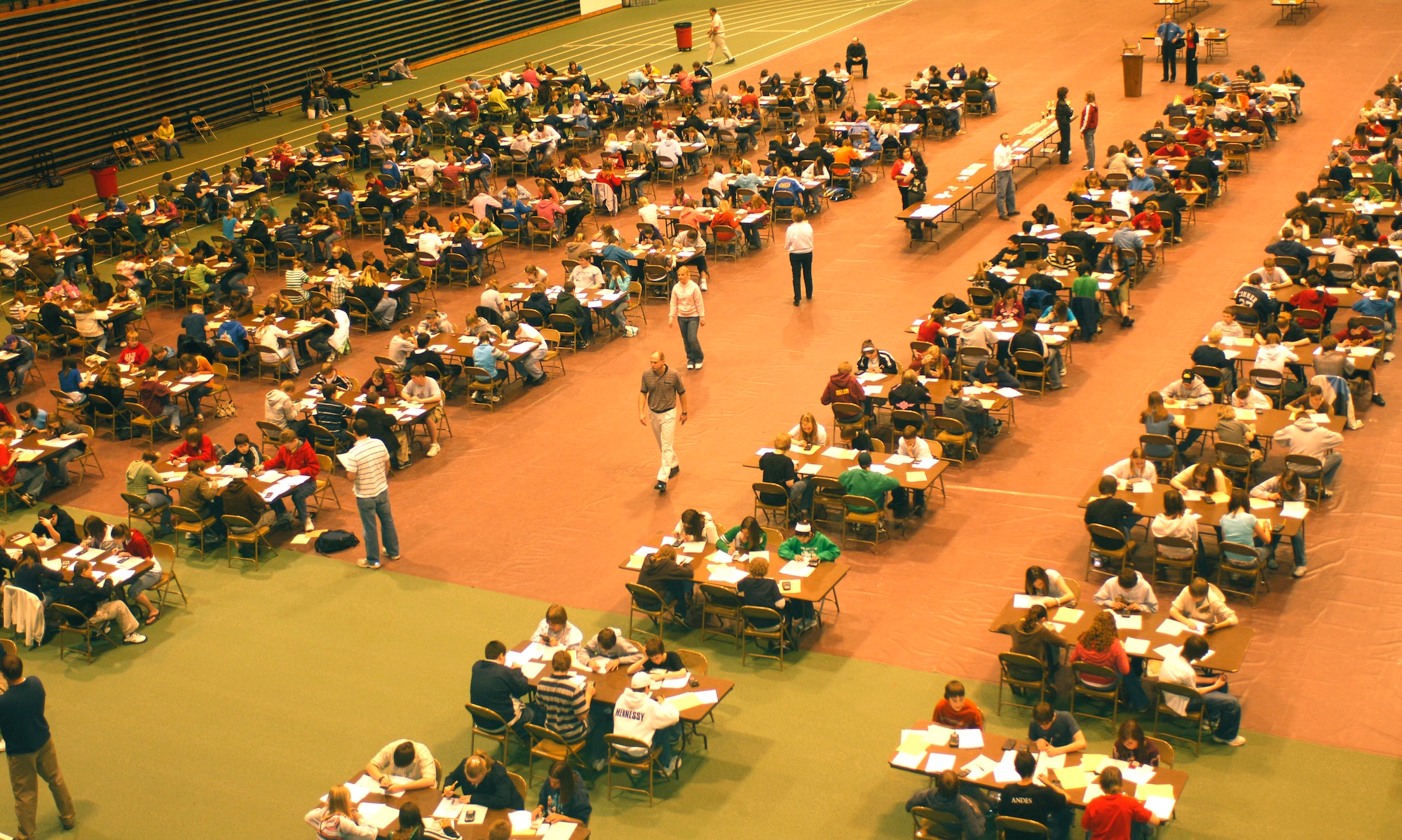 MINOT AIR FORCE BASE, N.D. -- Students from 50 schools compete in 33rd Annual Math Track Meet April 23 at the Minot State University Dome. (U.S. Air Force photo by Airman 1st Class Jesse Lopez)