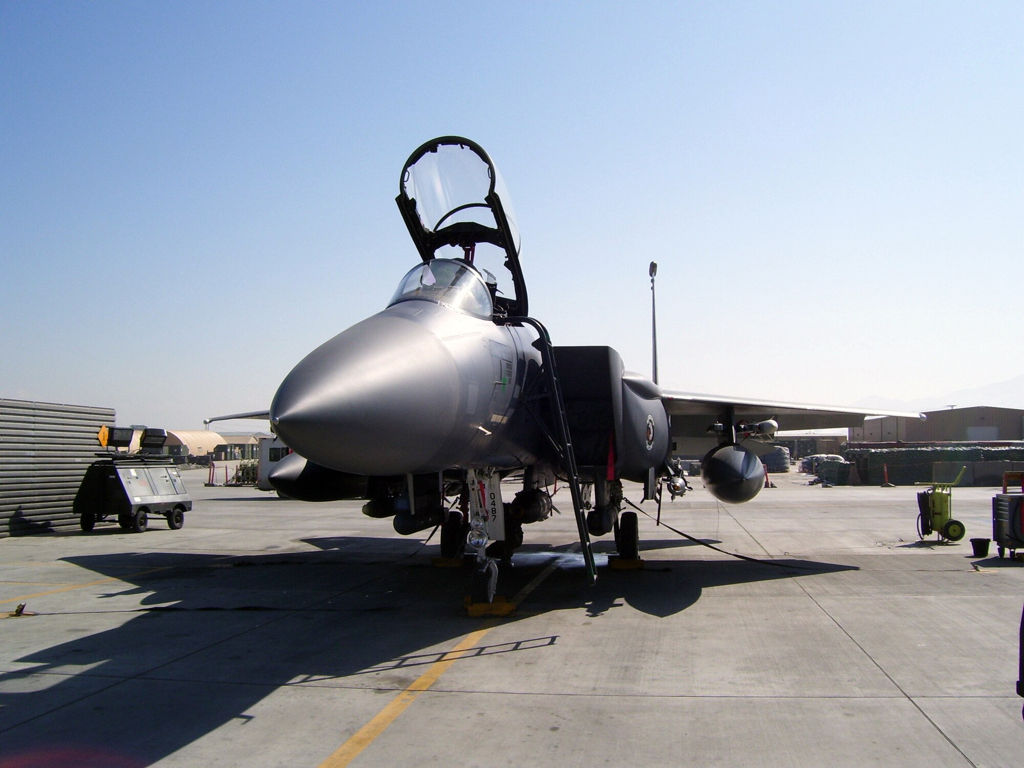 An F-15E Strike Eagle is ready for its close-air-support mission over Afghanistan. (U.S. Air Force photo/James D'Angina) 
