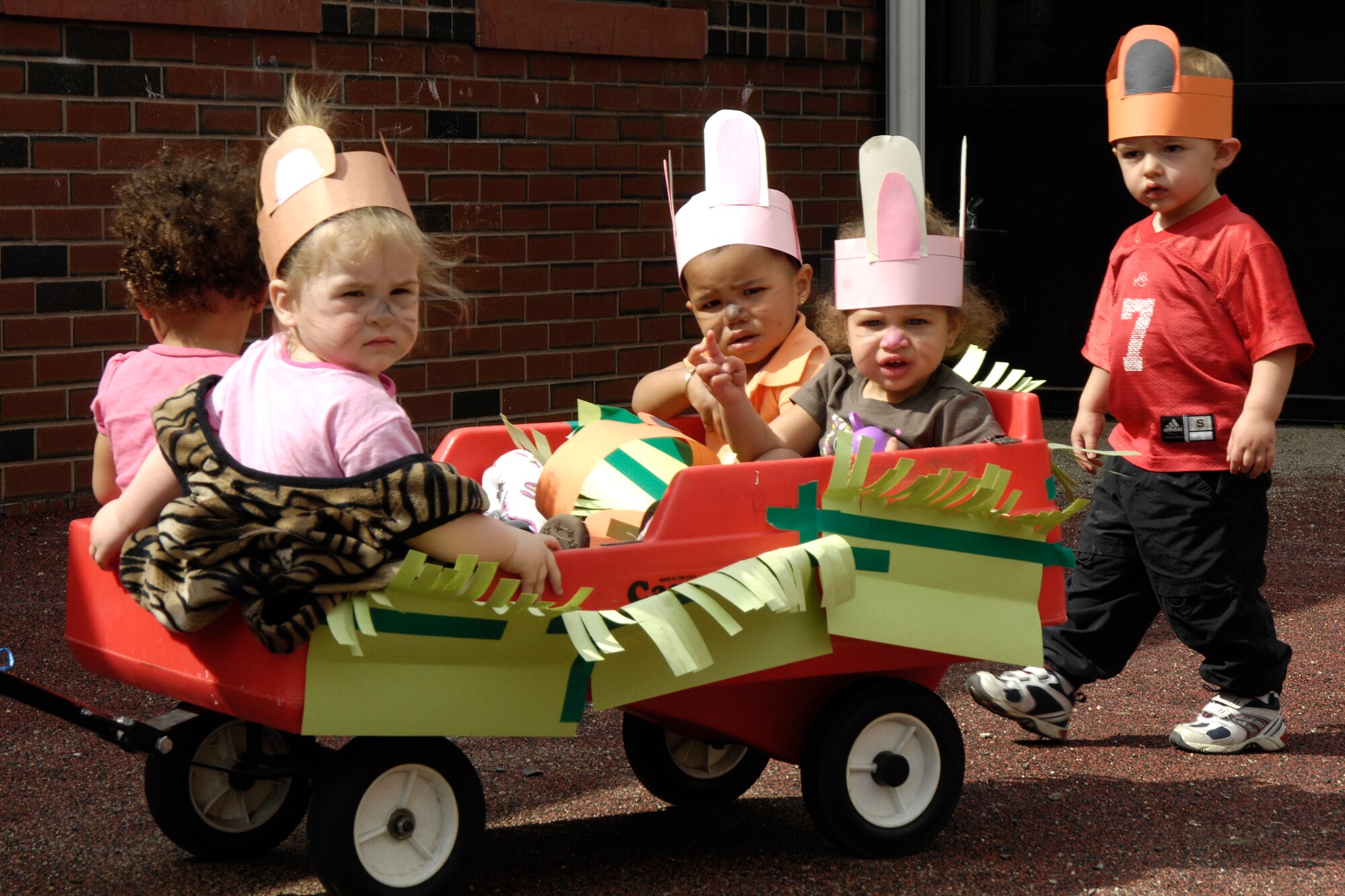 HANSCOM AFB, Mass. – Children from Room 14 and 15 at the Child Development Center participated in the Fantastic Float parade on April 25. The parade was one of many activities held throughout the month to celebrate and honor the sacrifices made by military children. (U.S. Air Force photo by Linda LaBonte Britt)