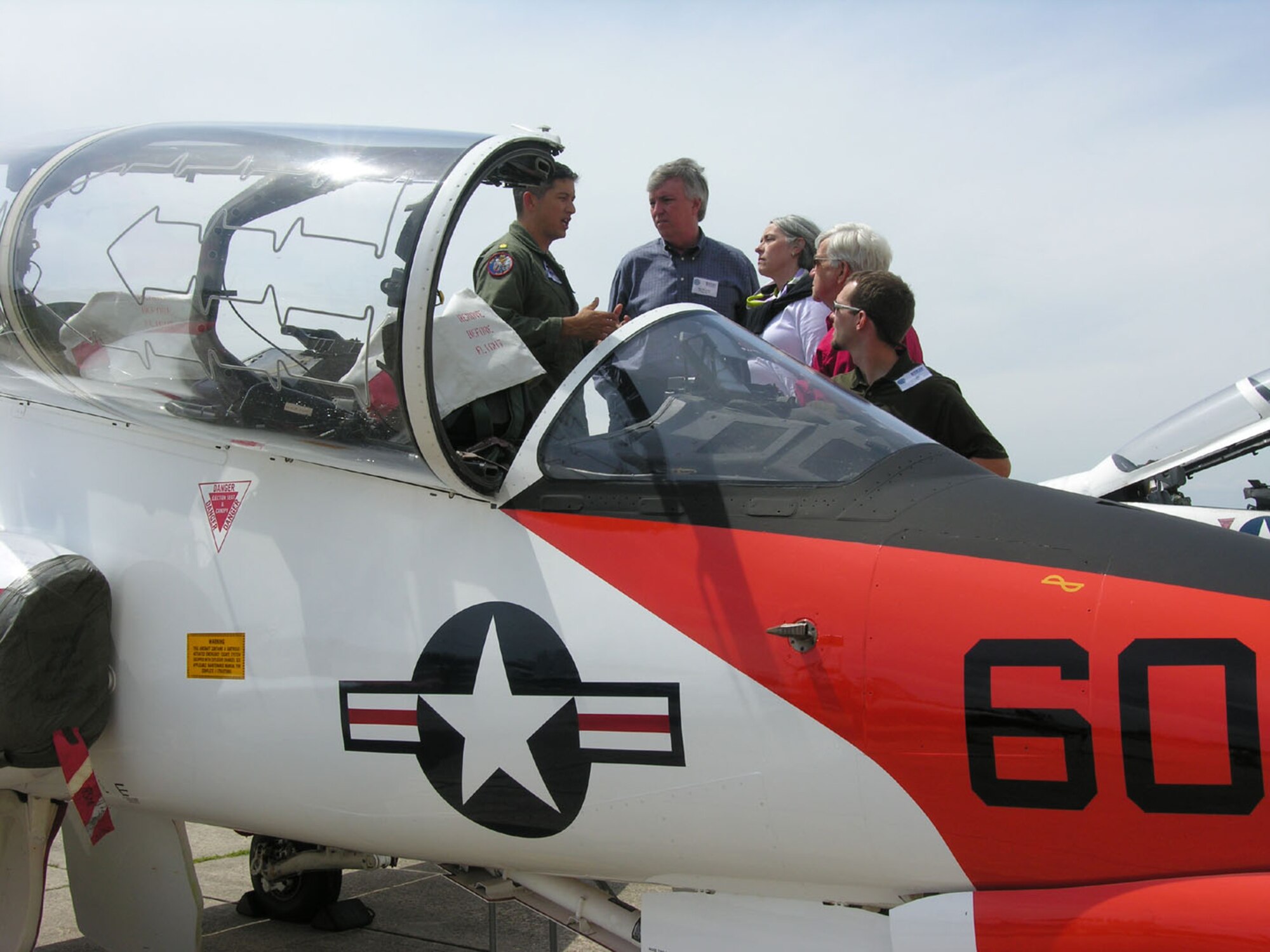 SEYMOUR JOHNSON AIR FORCE BASE, N.C. -- Employers from across the state of North Carolina attended a two-day Employer Support of the Guard and Reserve (ESGR) boss lift to Naval Air Station Pensacola last week. Here employers view the cockpit of a T-2 Buckeye trainer jet while touring the 60th Training Wing. The 916th Public Affairs Officer, Capt. Shannon Mann and Mr. Johnny Dwiggins, ESGR, will talk more about the trip and the ESGR program on Goldsboro's WGBR 1150 AM radio on Wedn. April 30 at 10:35am.