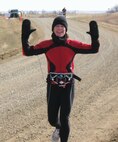 MINOT, N.D. -- ING Trestle Valley Marathon runner Michelle Schutt seen here at mile 10, finished fourth place in the women’s division and second place in her age division. 

“It was bitter cold and quite challenging but I managed to run the entire course, even conquering Road Kill Hill,” said Schutt, from Minot Air Force Base.  “My training program this year really paid off as I had the strength and stamina to reach my goal of finishing faster than my last marathon time.”  Schutt finished in 4 hours, 28 minutes, cutting eight minutes off her previous run in the Trestle Valley when she finished in 4 hours, 36 minutes.