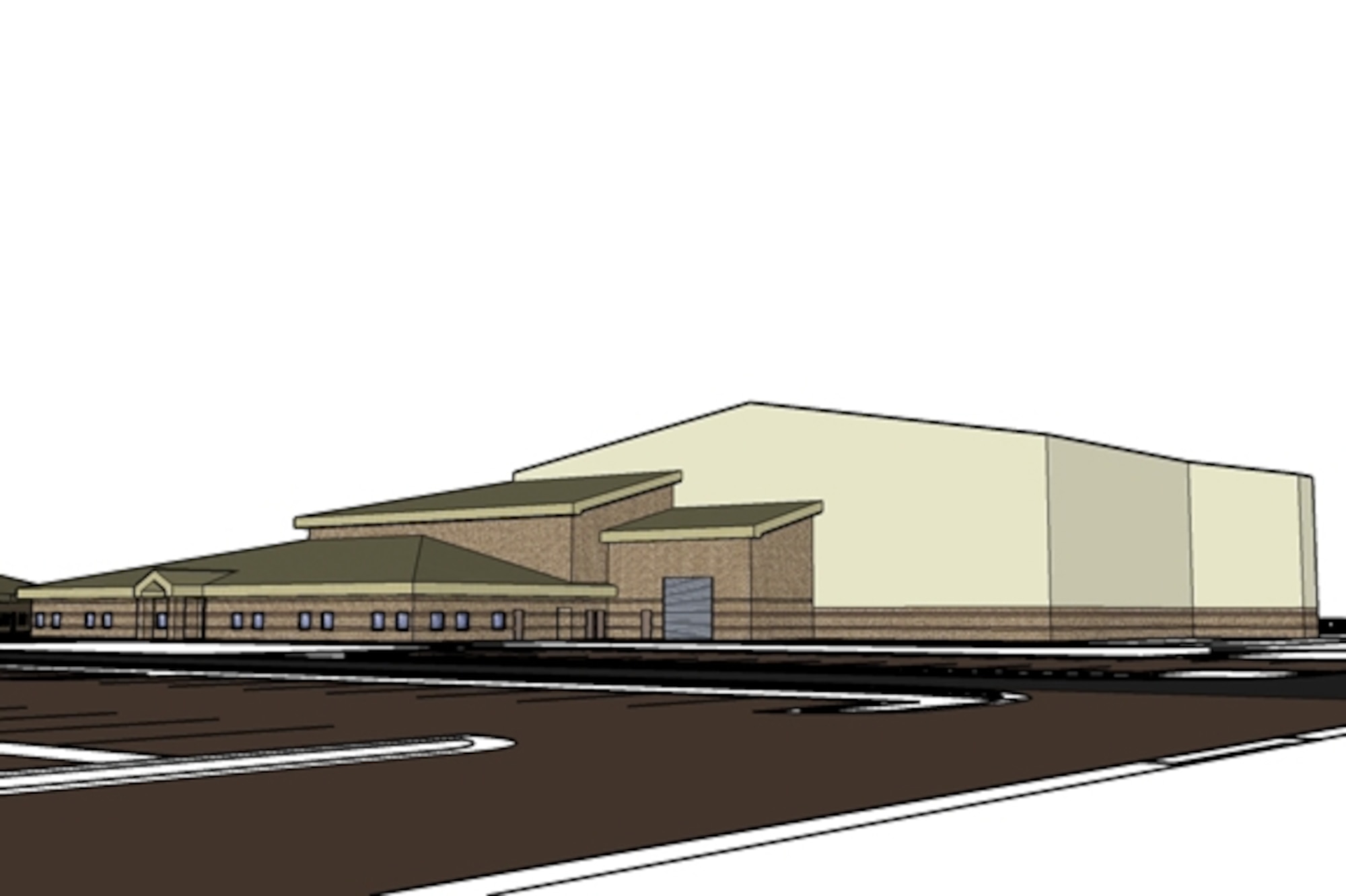The 55th Electronic Combat Group held a ground-breaking ceremony July 2 to celebrate the new 755th Aircraft Maintenance Squadron hangar and aircraft maintenance unit facility. (Courtesy graphic)