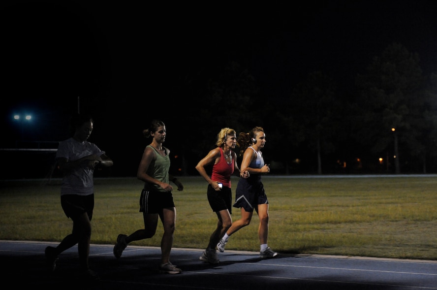 MOODY AIR FORCE BASE, Ga. -- 23rd Wing members participate in training for the Air Force Marathon here Aug. 4. The marathon will take place in September at Wright-Patterson Air Force Base in Dayton, Ohio. (U.S. Air Force photo by Senior Airman Gina Chiaverotti)