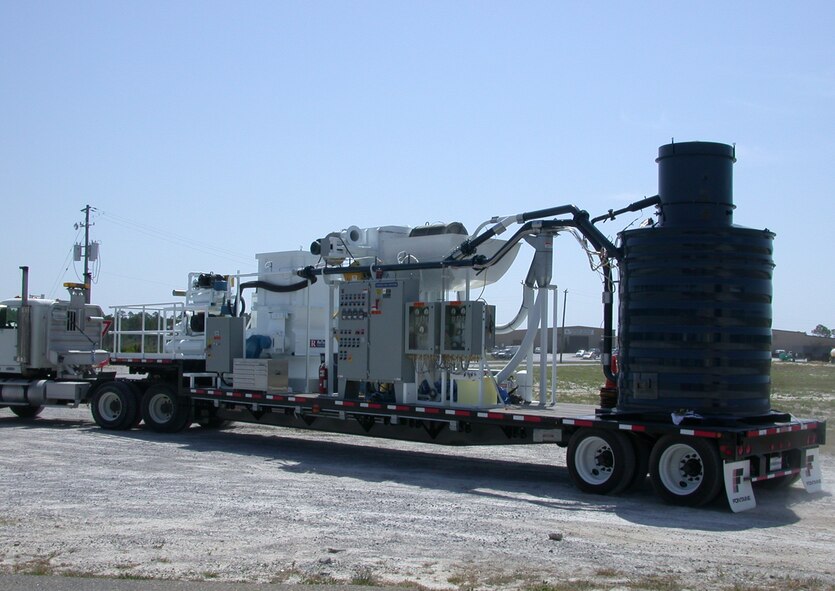 Researchers at Tyndall Air Force Base, Fla., designed the Transportable Waste-to-Energy System, shown here. (Air Force photo)