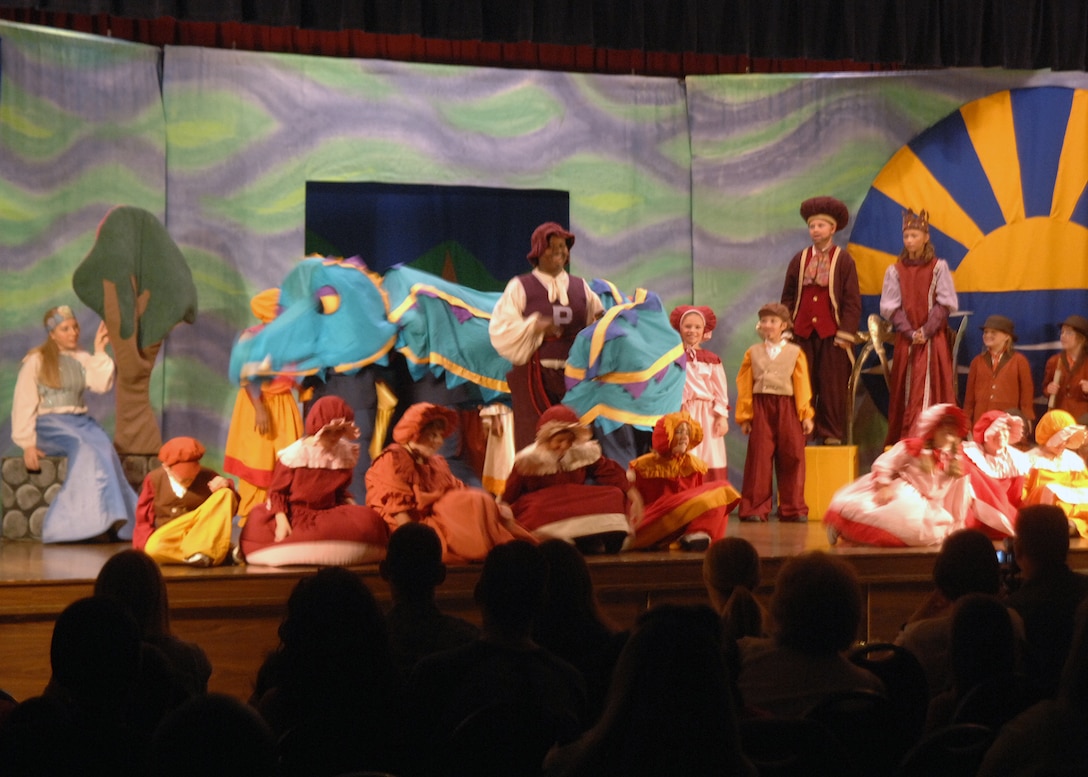 Team Sheppard children perform “The Little Mermaid” Aug. 2 at the Community Activities Center as part of the Missoula Children’s Theatre program. Missoula Children's Theater tours all fifty states, as well 16 other countries, bringing the performing arts with them wherever they go. (U.S. Air Force photo/LouAnne Sledge)

