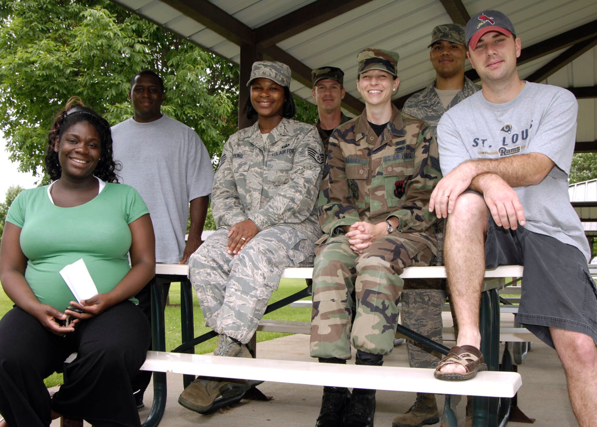 SCOTT AIR FORCE BASE, Ill.-- An Airmen for Children group prepares for their visit to Ranken Jordan hospital in Missouri July 30. Staff Sgt. Jewell Hicks, 375th Communications Squadron executive communications support, briefed the group to have fun with the children and to try to keep their mind off their problems. After the briefed drove about an hour away to decorate cookies and play with bubbles with hospitalized children 8 to 18 years old.
(US Air Force photo/Senior Airman Mildred Guevara)
