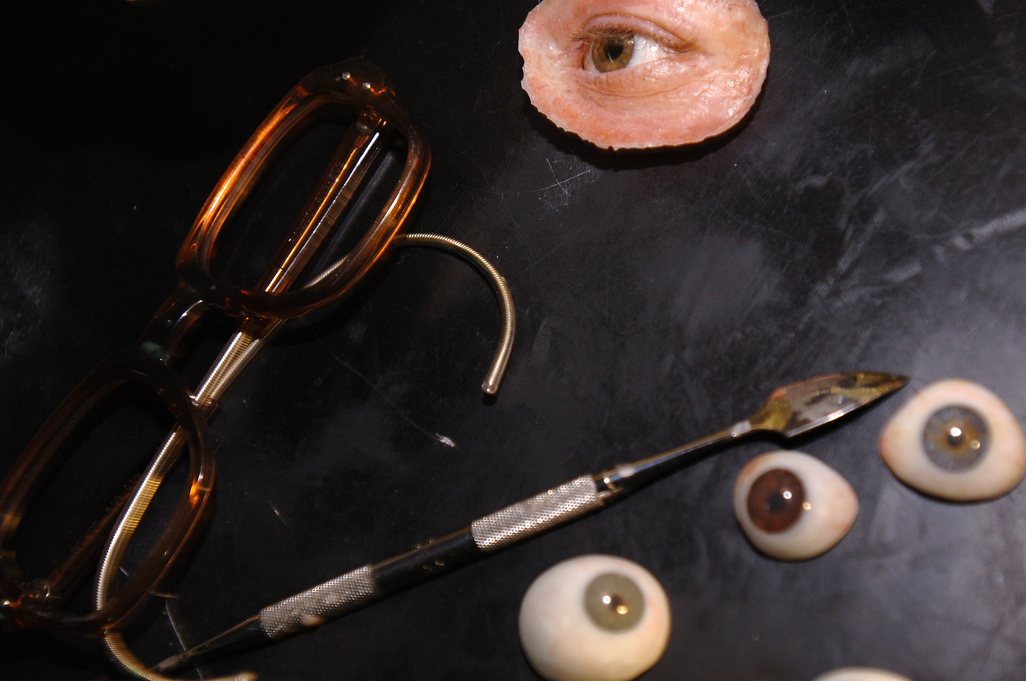 Prosthetic eyes and other facial features are created by Senior Airman Justin Jones, a maxillofacial prosthetic technician, 59th Dental Squadron. (U.S. Air Force photo/Staff Sgt. Erin Peterson) 