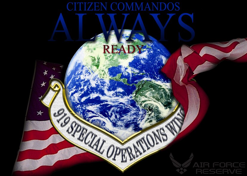 The 919th Special Operations Wing, located at Eglin Air Force Base Field 3 (Duke Field), Fla., is the only special operations wing in the Air Force Reserve. The members of the 919th not only train to fulfill their Air Force Reserve obligations, but as citizen airmen, they continue to assume active roles in humanitarian and community projects both in their respective communities and in wartime contingencies overseas. (U.S. Air Force Graphic/Jasmine DeNamur)