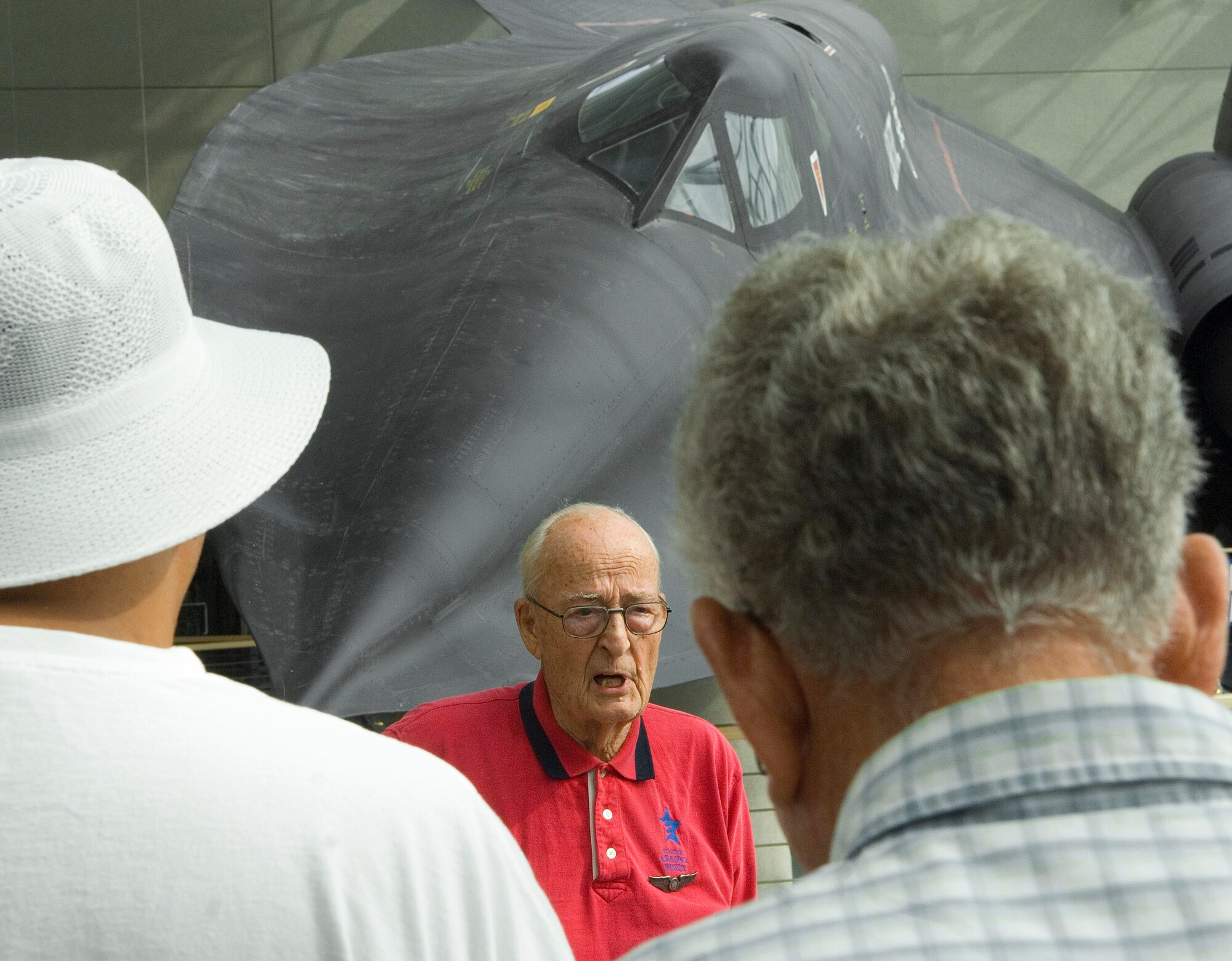 Retired Maj. Roger Ihle conducts a tour of the Strategic Air and Space Museum during Air Force Week in the Heartland Aug. 13 in Ashland, Neb. Museum officials hosted a day dedicated to the legacy of airpower providing special Air Force demonstration teams and displays. (U.S. Air Force photo/Staff Sgt. Bennie J. Davis III)