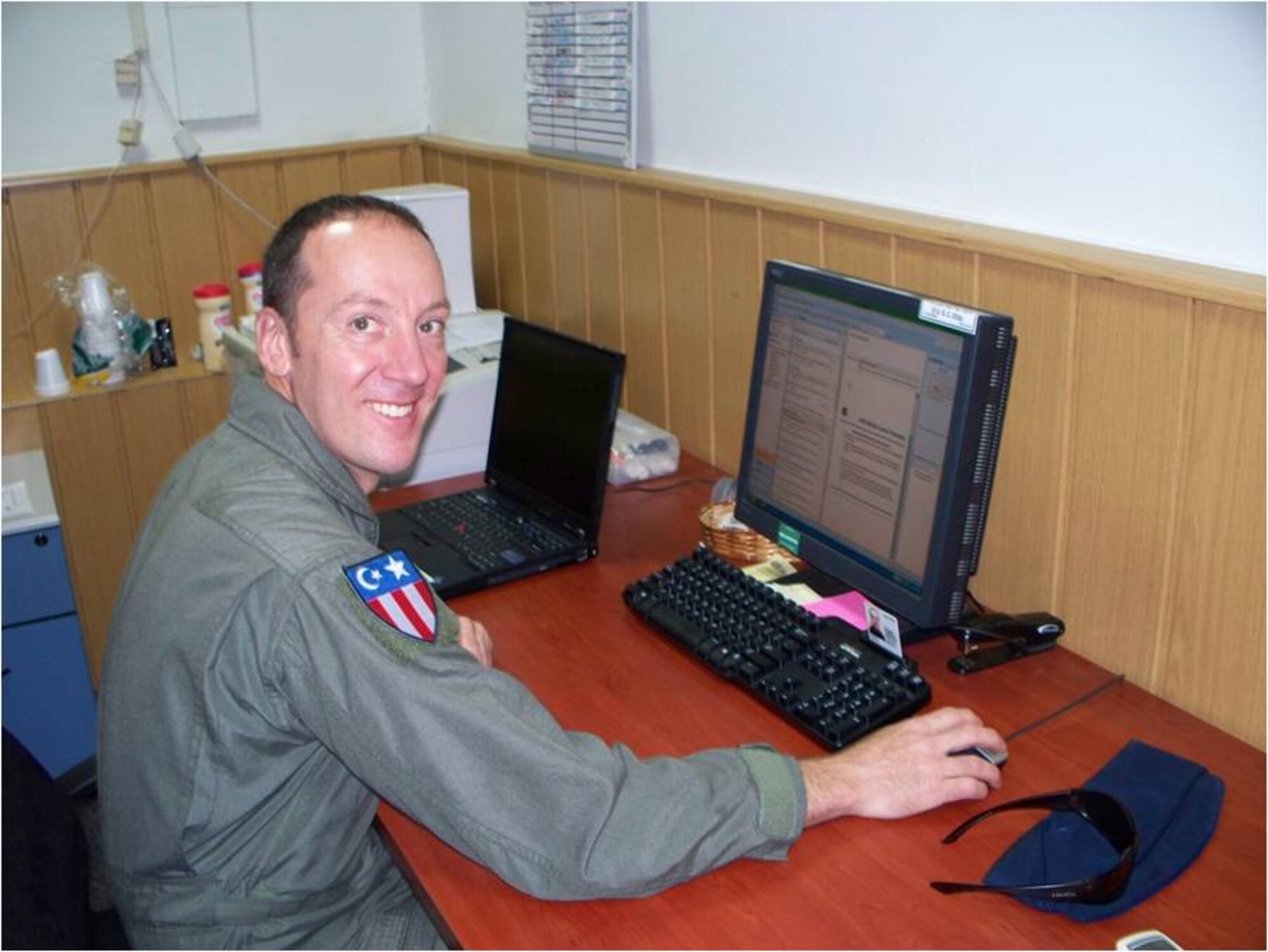 INCIRLIK AIR BASE, Turkey - Master Sgt. Adam Wendel, 4th Airlift Squadron, is one of the evaluator loadmasters currently running the loadmaster office in the 817th Expeditionary Airlift Squadron during a recent deployment. (Courtesy photo.)