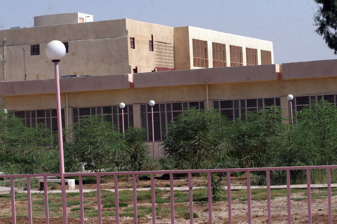 RAMADI, Iraq (August 15, 2008) – The recently reopened Industrial High School in Ramadi August 13. The structure required heavy renovations as it was badly damaged during the war. “The building was just a shell,” said Chief Warrant Officer 2 Eric Jett, a team leader with Civil Affairs Detachment 2, 1st Battalion, 9th Marine Regiment, Regimental Combat Team 1. “All of the bullet holes in the walls from the fighting were patched up along with several other refurbishments.  The building required almost floor-to-ceiling reconstruction.” (Official U.S. Marine Corps photo by Lance Cpl. Casey Jones) (RELEASED)