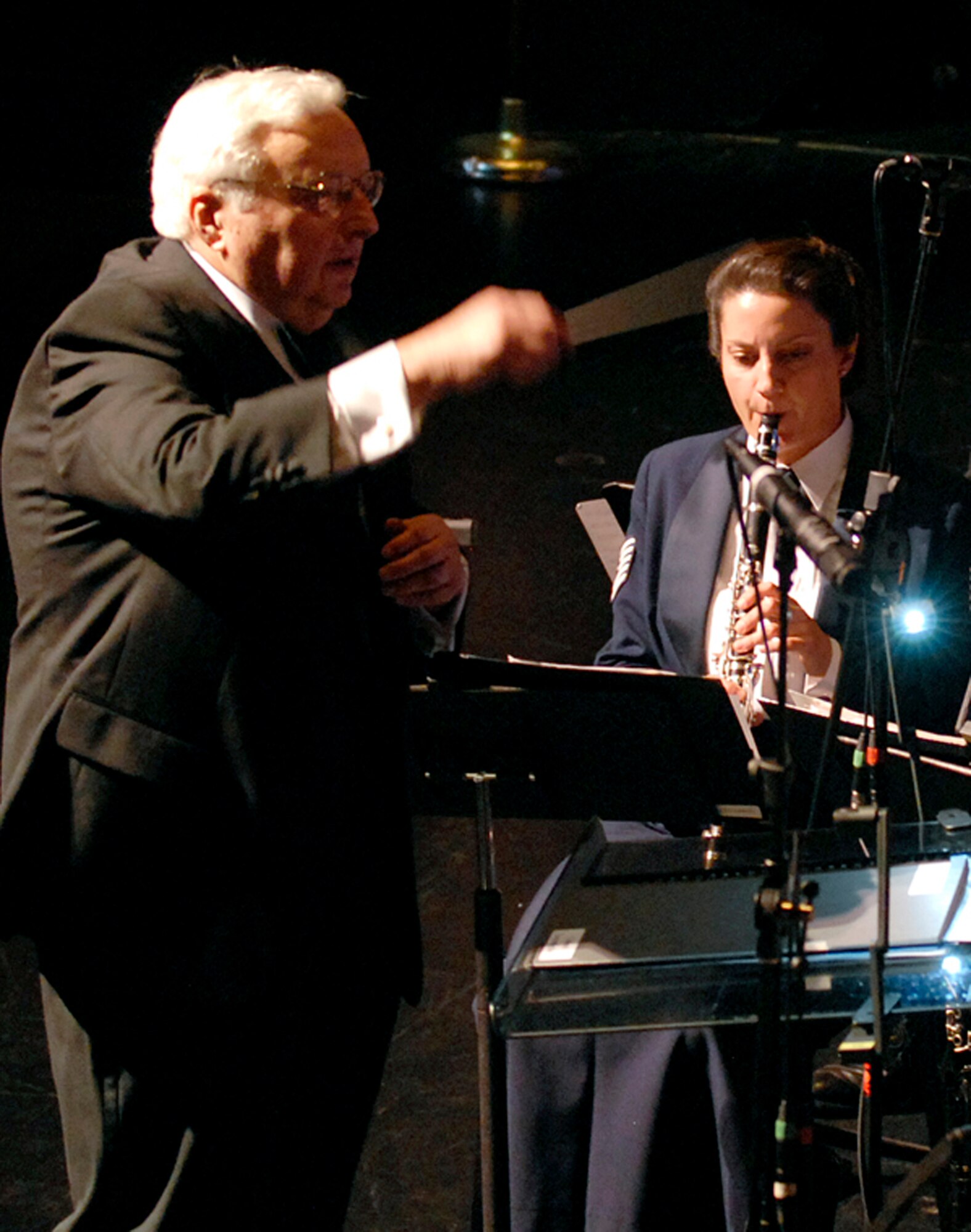 Dick Schory, a Grammy-nominated recording artist, thrills a crowded Pikes Peak Center Aug. 8 in downtown Colorado Springs, Colo. The USAFA Band hosted the 2008 Air Force Musicians Association Conference and Reunion Aug. 7-8, sponsoring several events and performances, including vocal, wind and percussion clinics and a "Summertime Favorites" show for attendees. (U.S. Air Force photo/Craig Denton)
