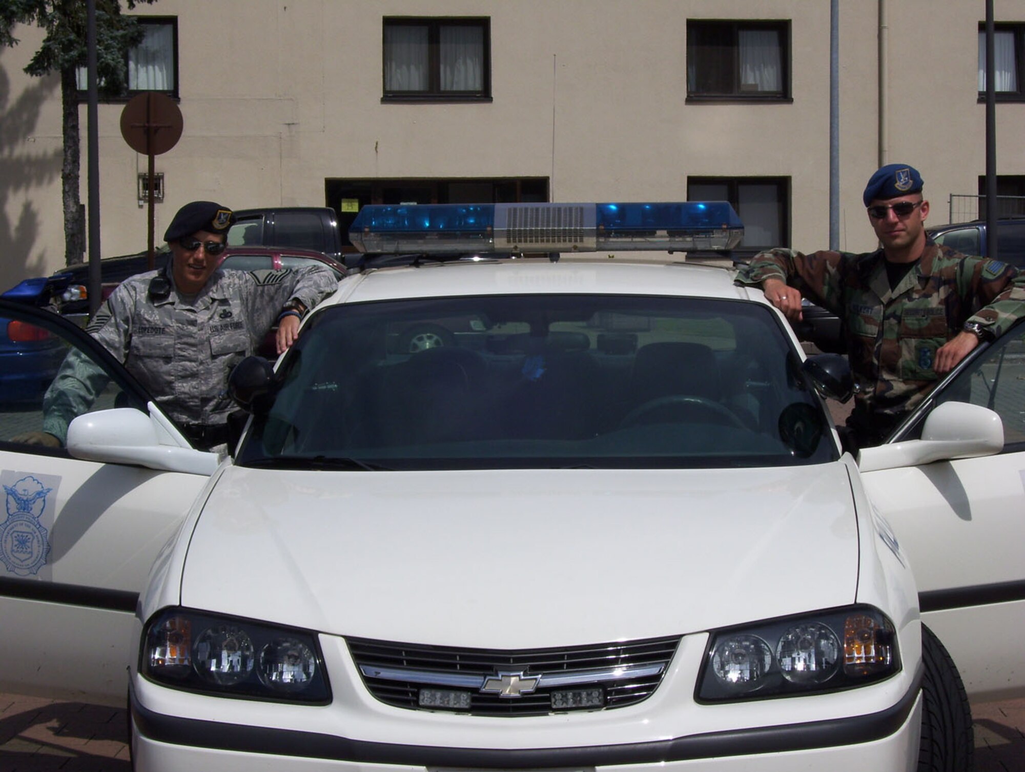 SEYMOUR JOHNSON AIR FORCE BASE, N.C. -- Master Sgt. Wendy Lopedote (left), a Reservist with the 916th Security Forces Squadron, works with her German, civilian counterpart on patrol while stationed at Ramstein Air Base.